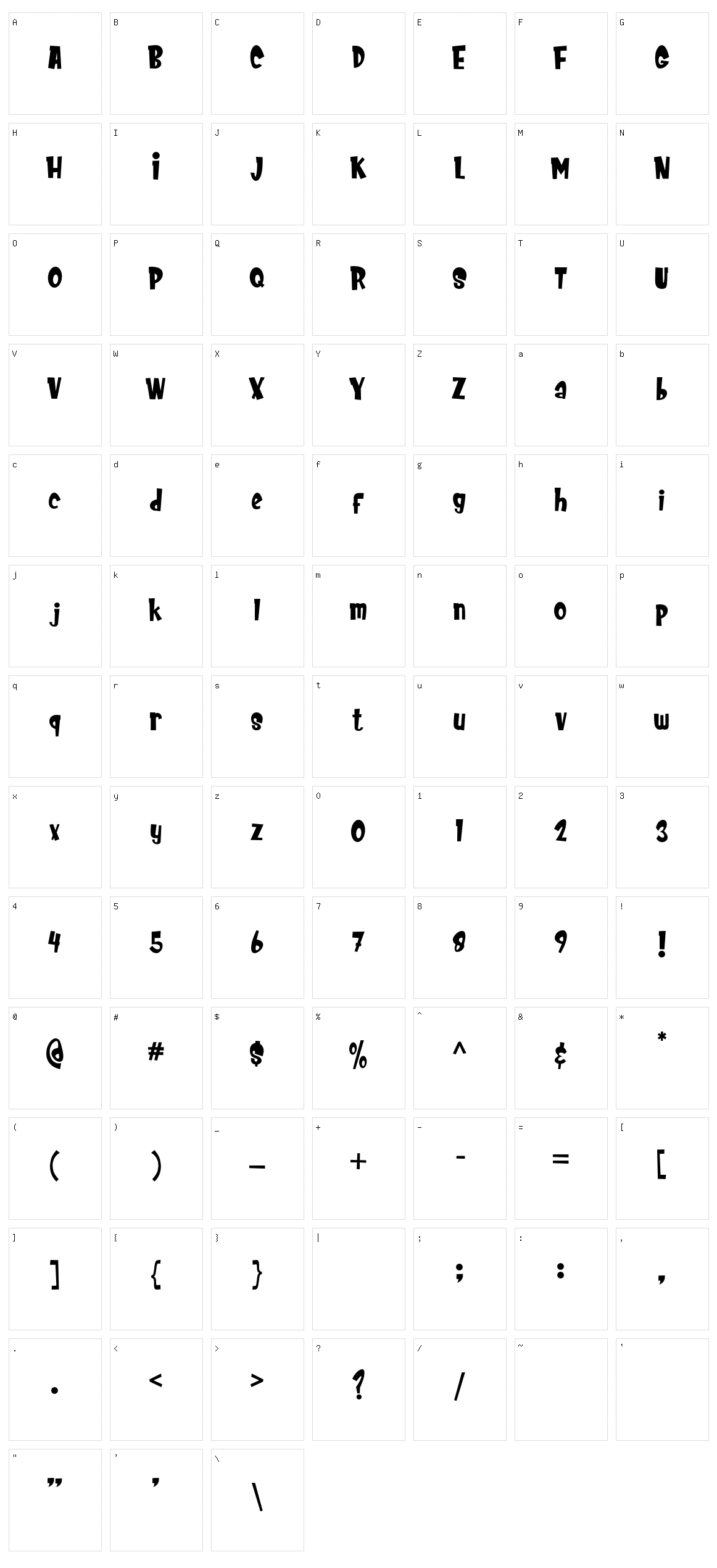 Meowza Character Set