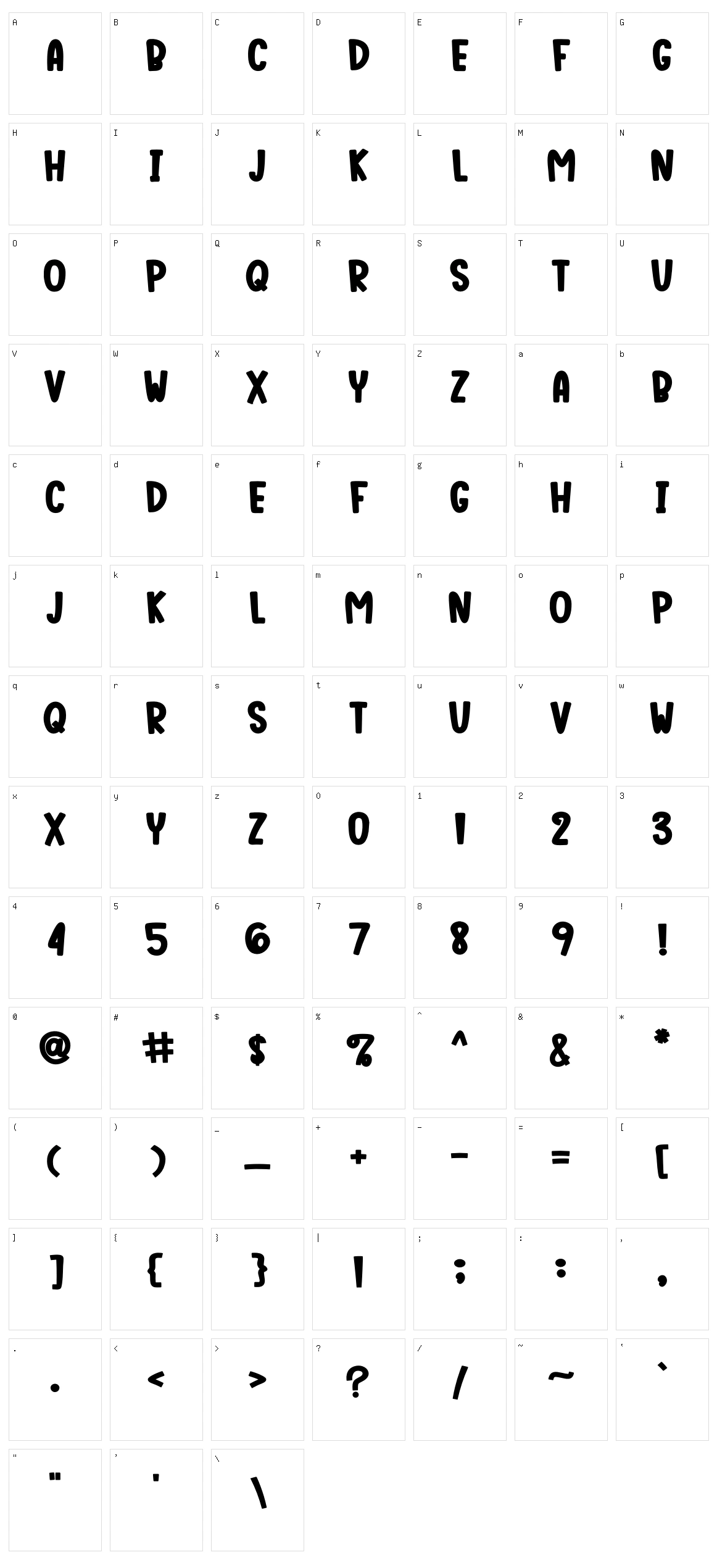 Mercoone Character Set