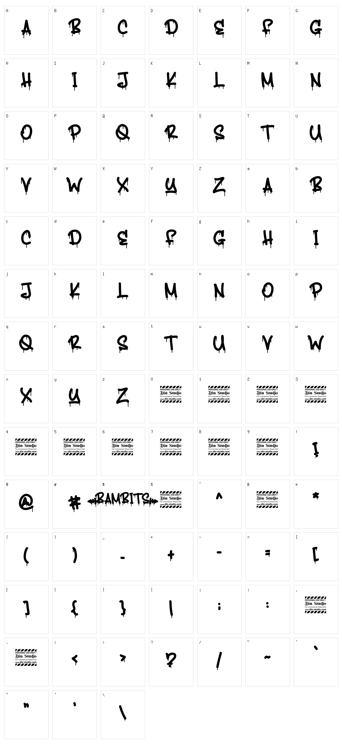 Bambits Character Set