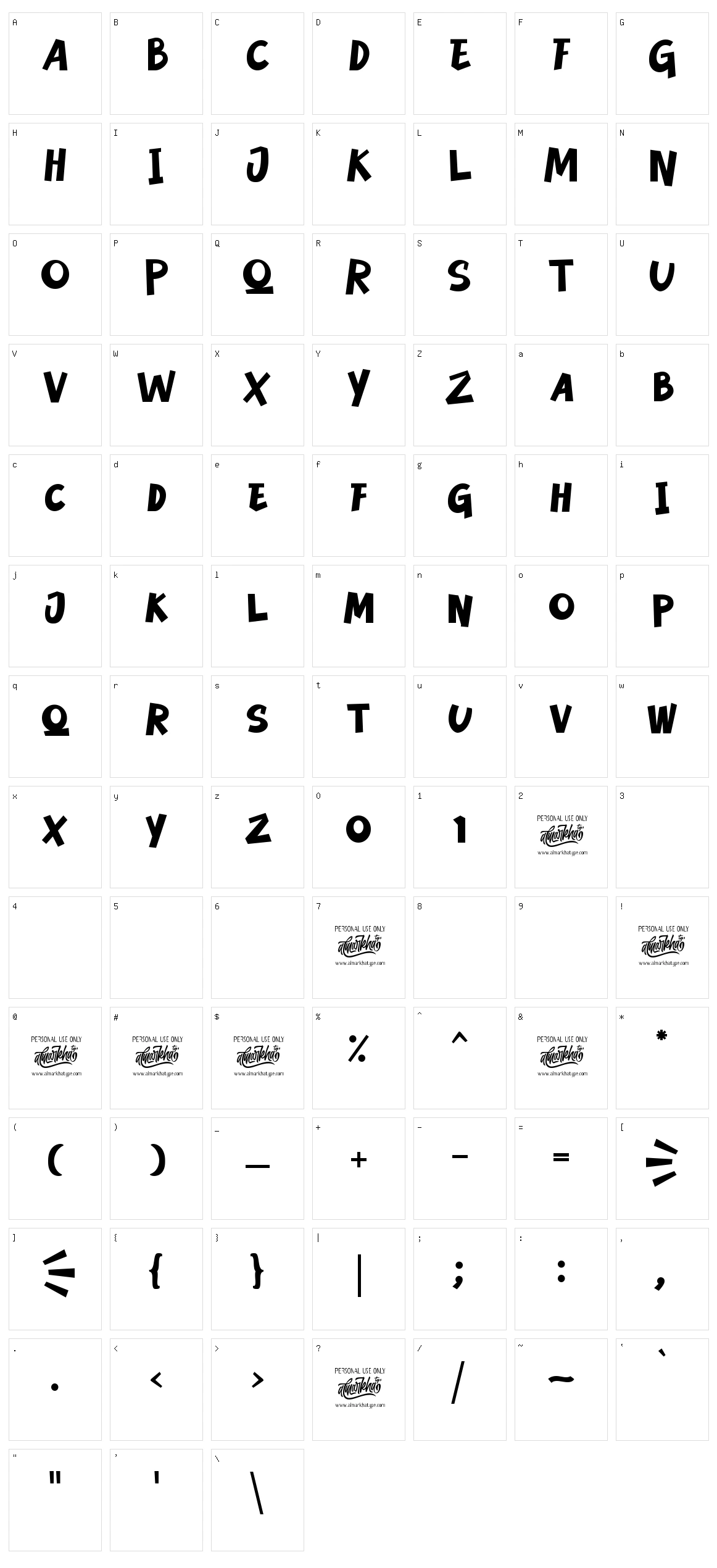 Milky Quaker Character Set