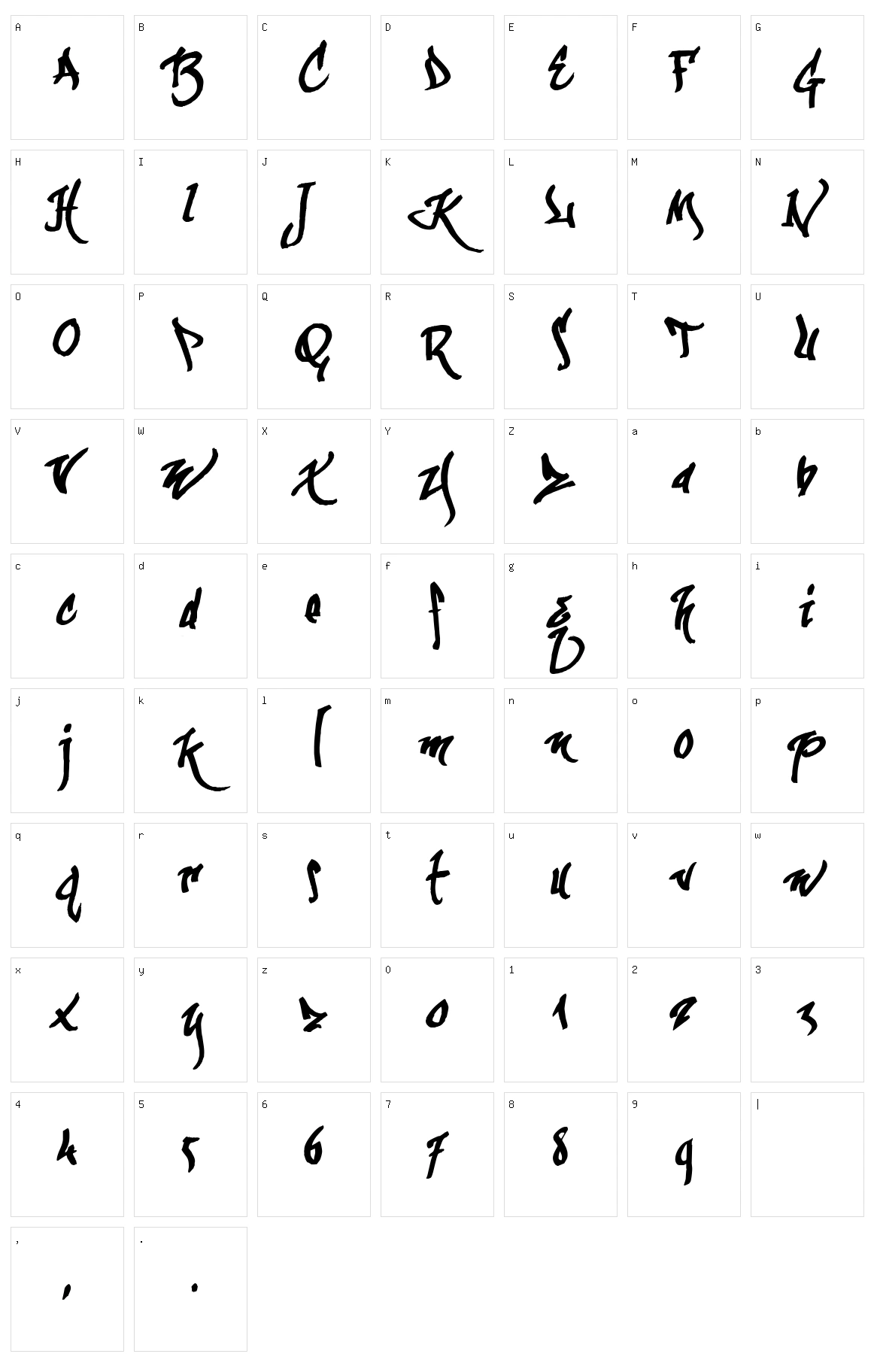 KaliGraff Character Set