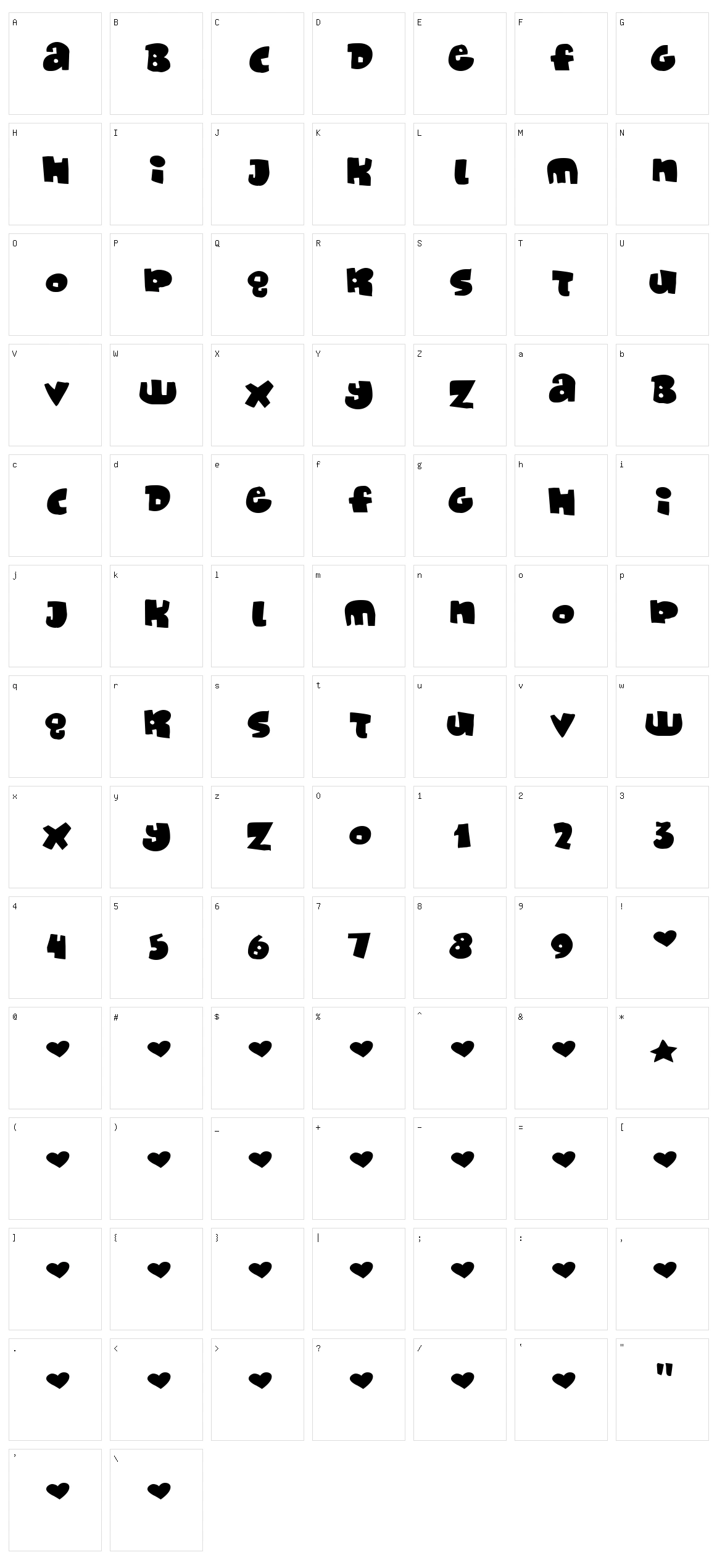 Monafont Character Set