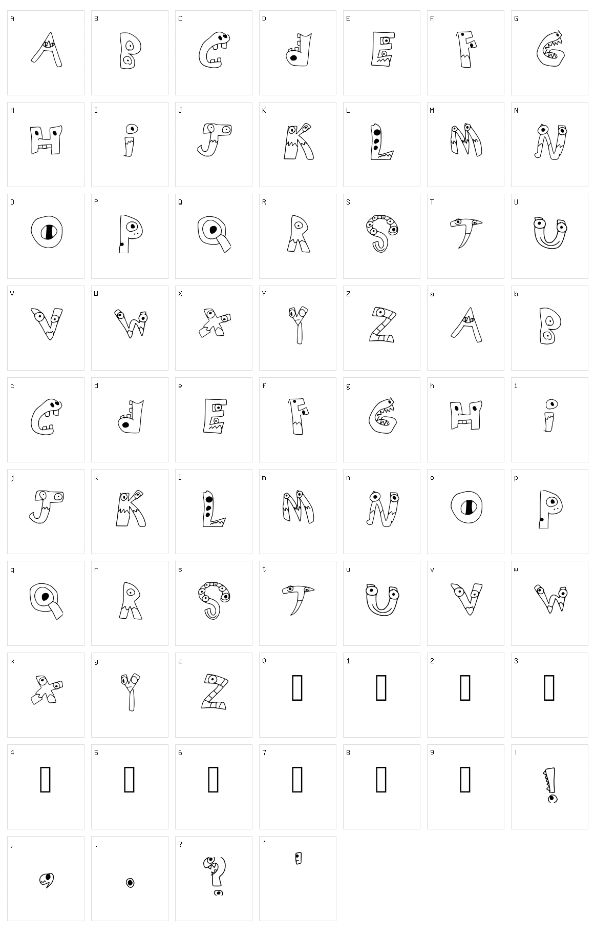 Monsterfont Character Set