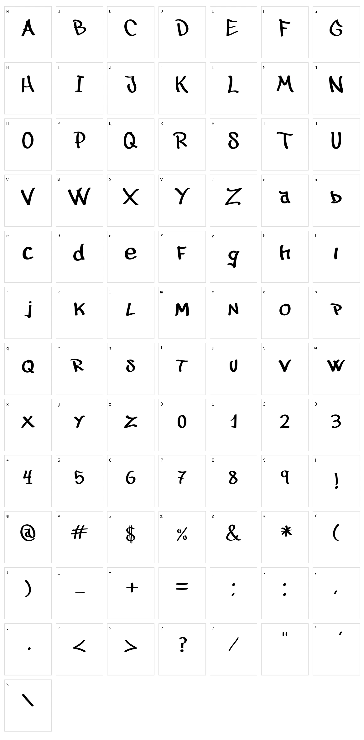 Juanalzada Character Set