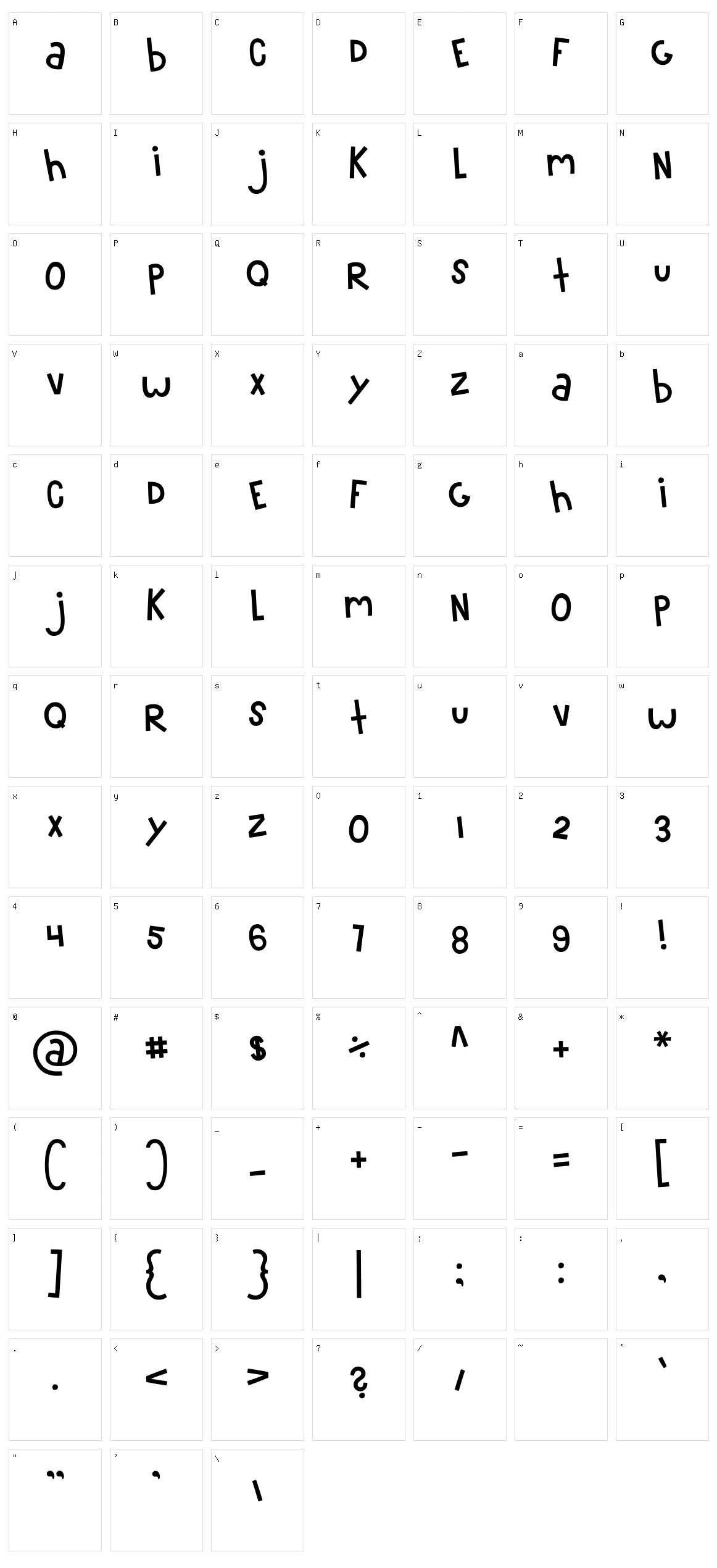 MTF 100 Character Set