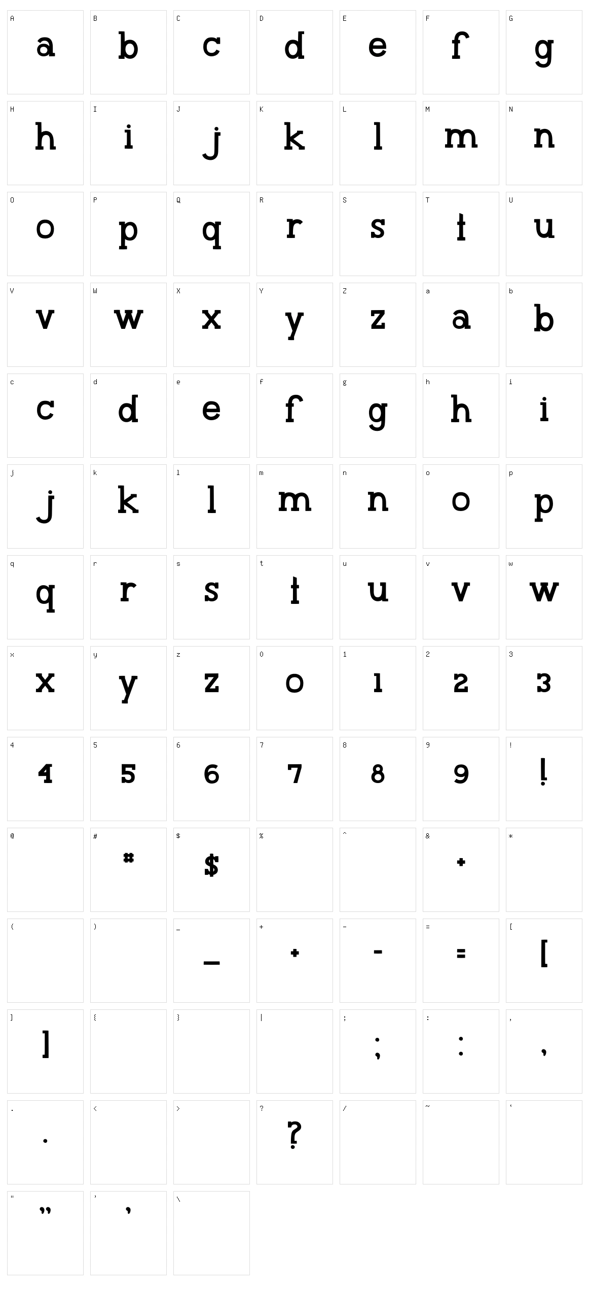 MTF 30 Something Character Set