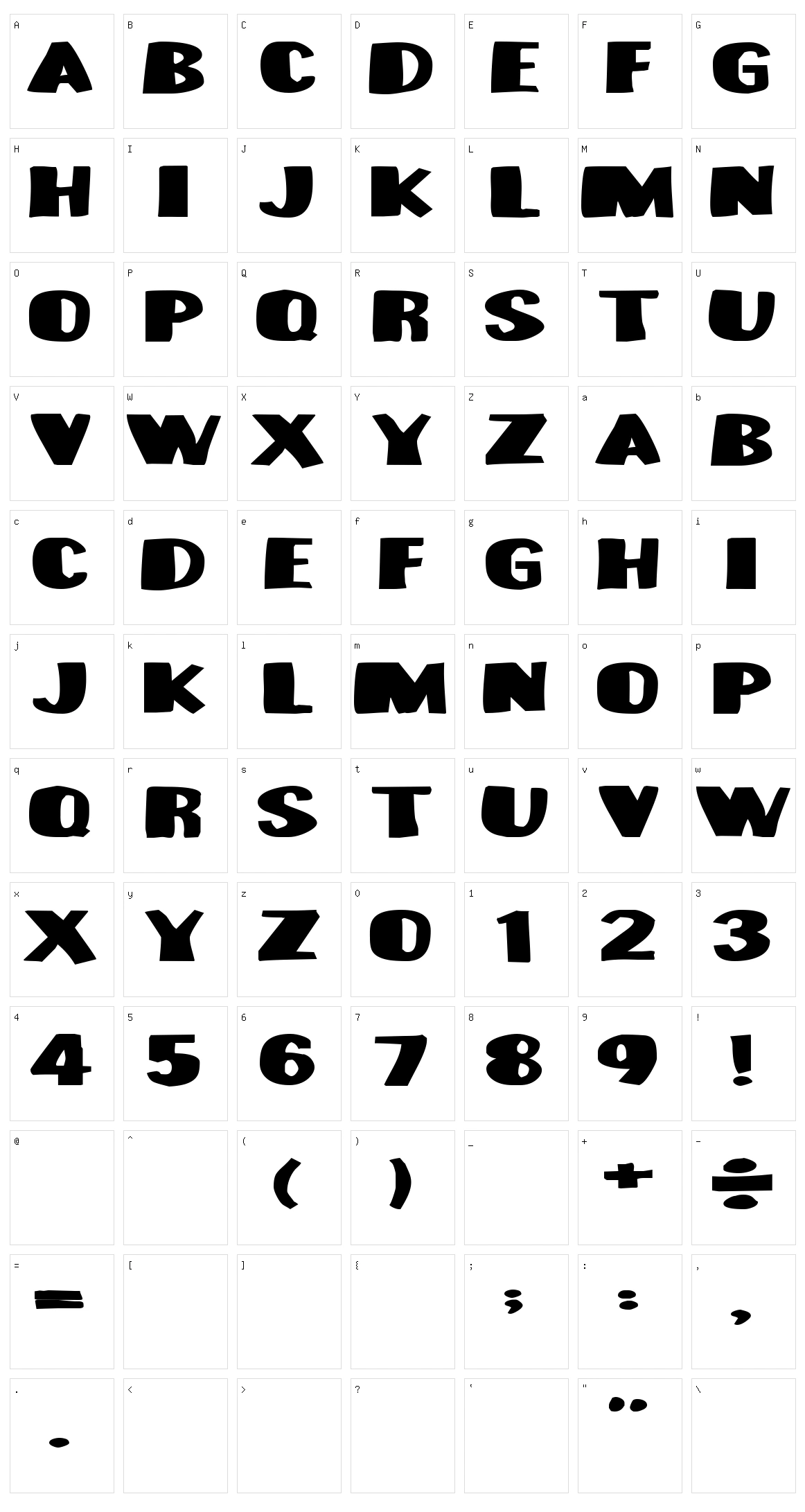 Munster Bash Character Set