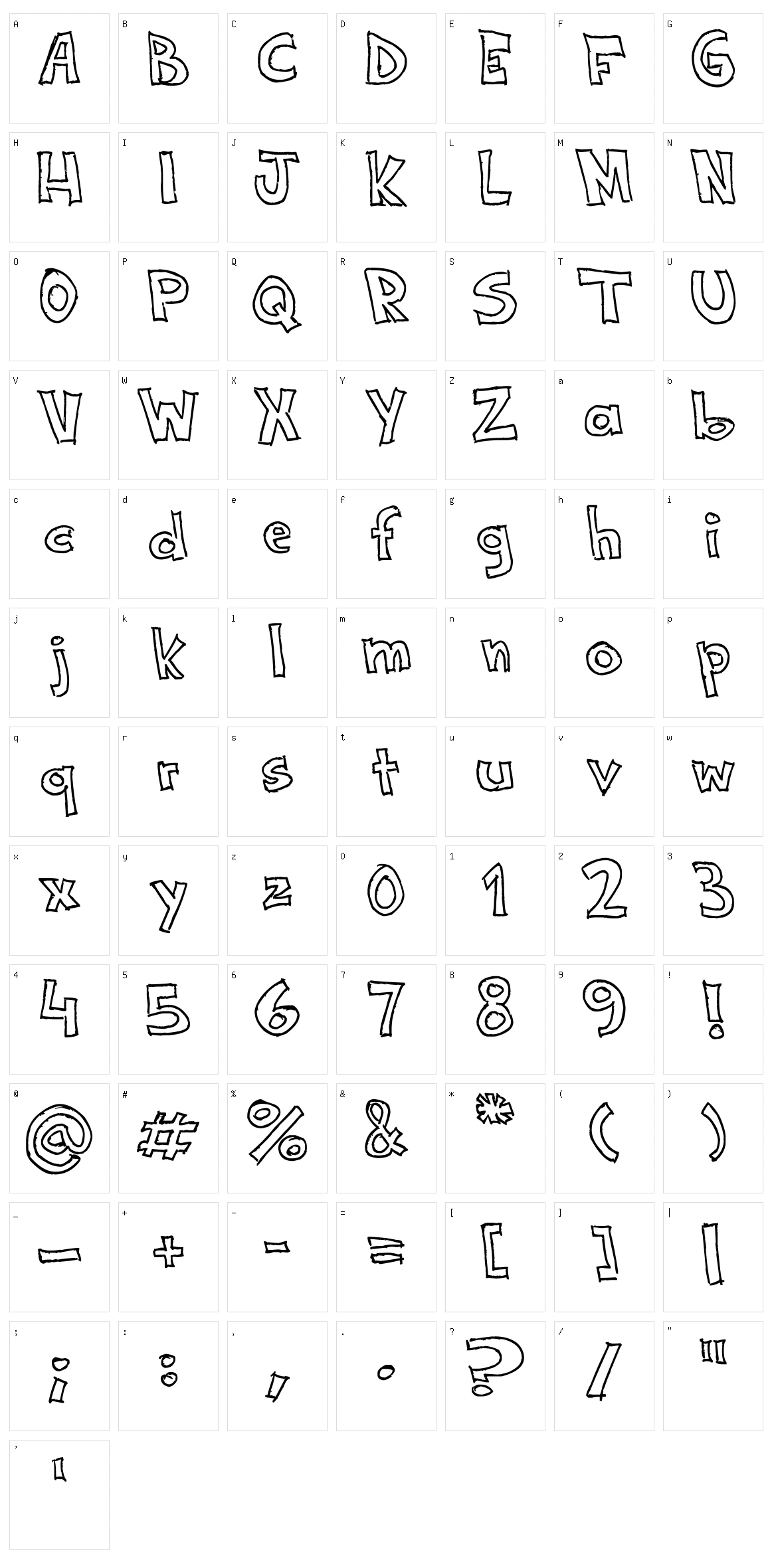NeNe WeNo Width HandWrite Character Set