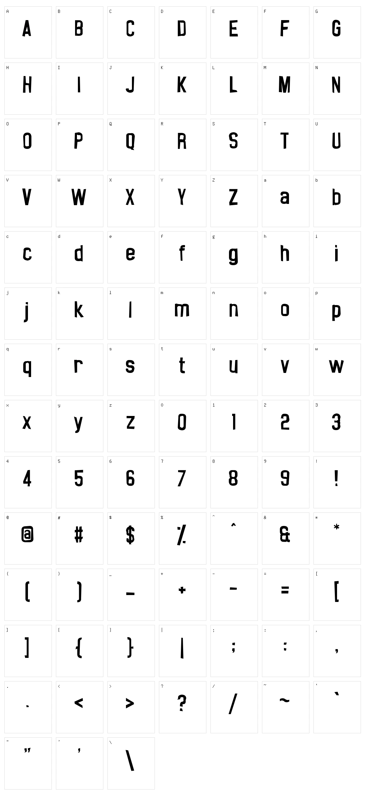 Noasarck Sporadico Character Set