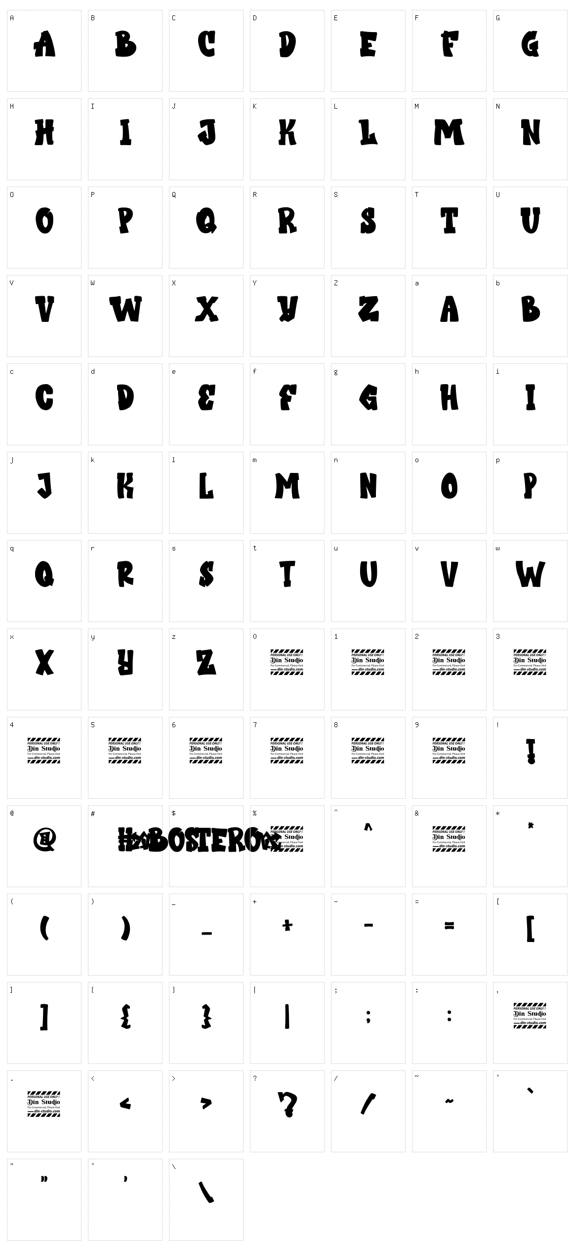 Bostero Character Set