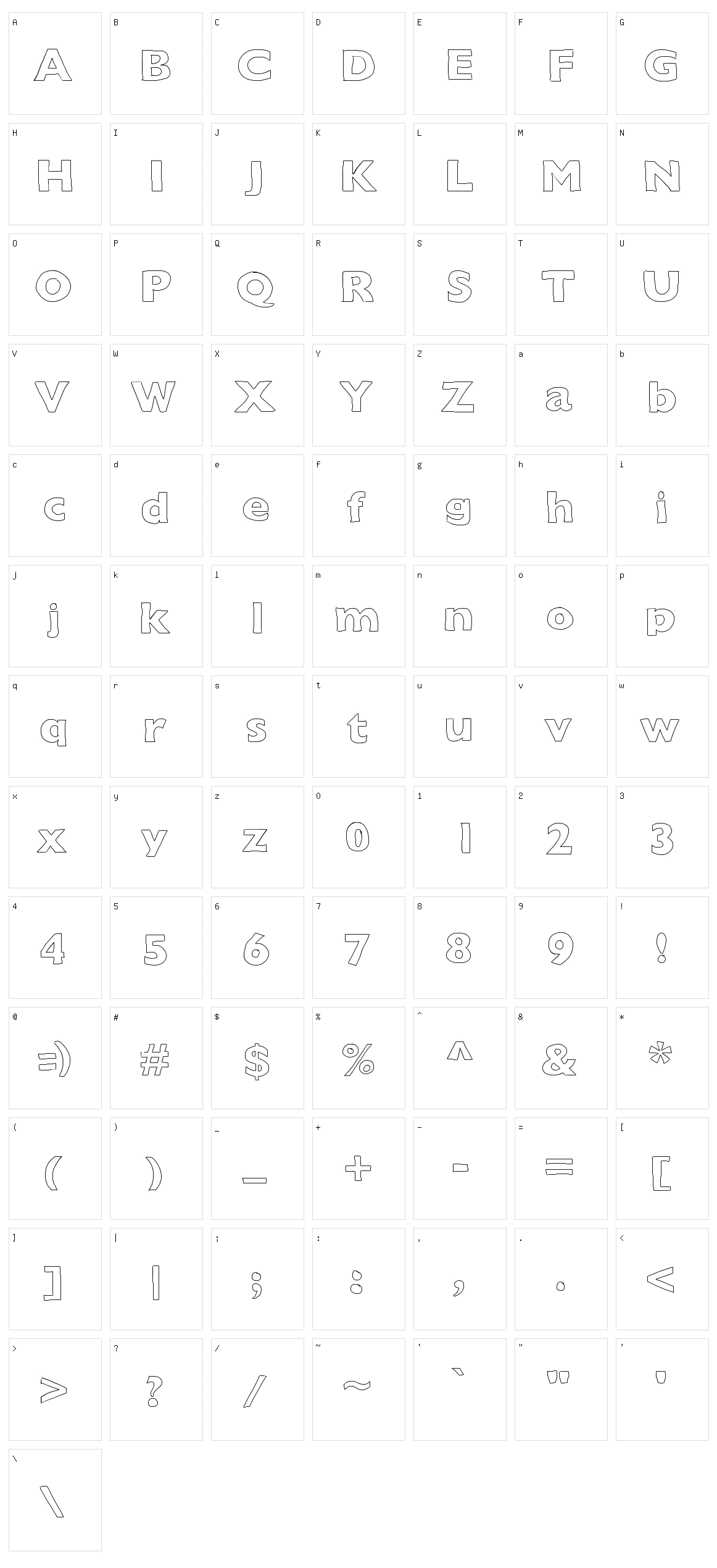 Outline Character Set