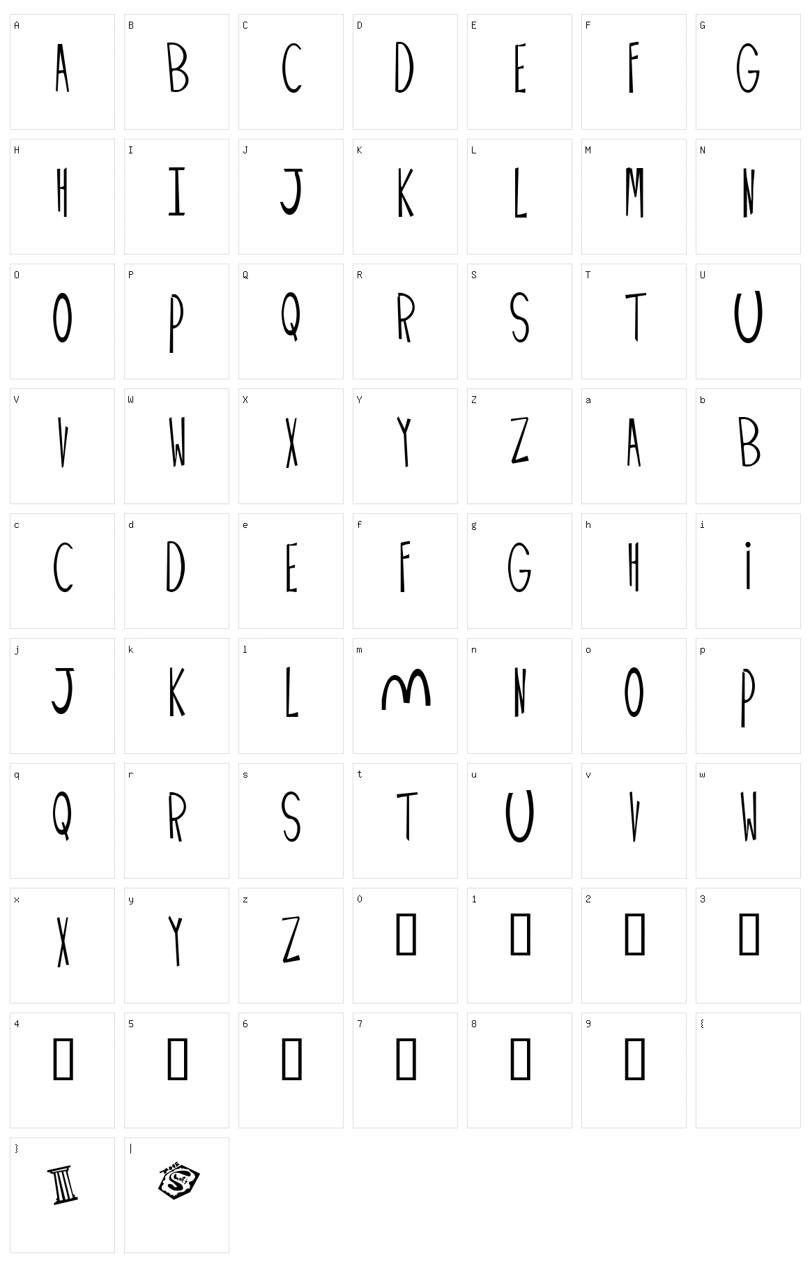 Palimpus Character Set
