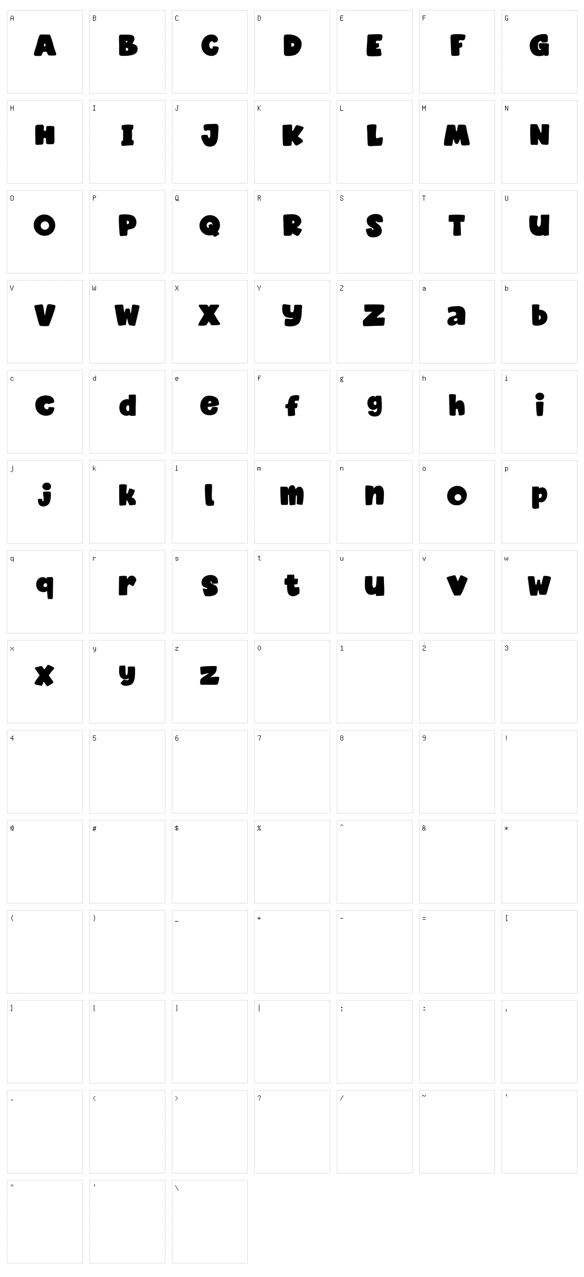 Palpito Character Set