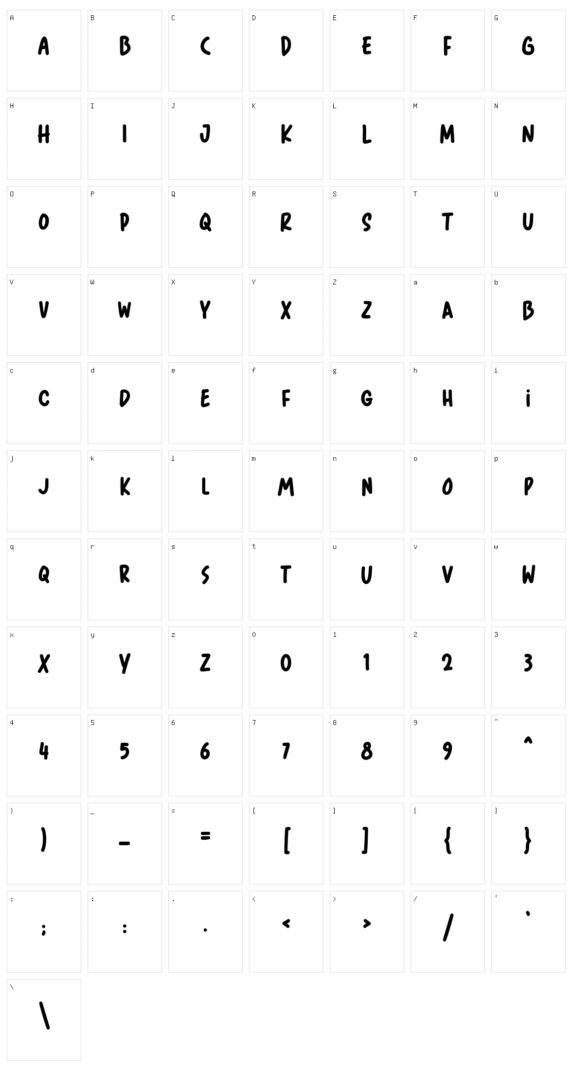 Pancrack Character Set