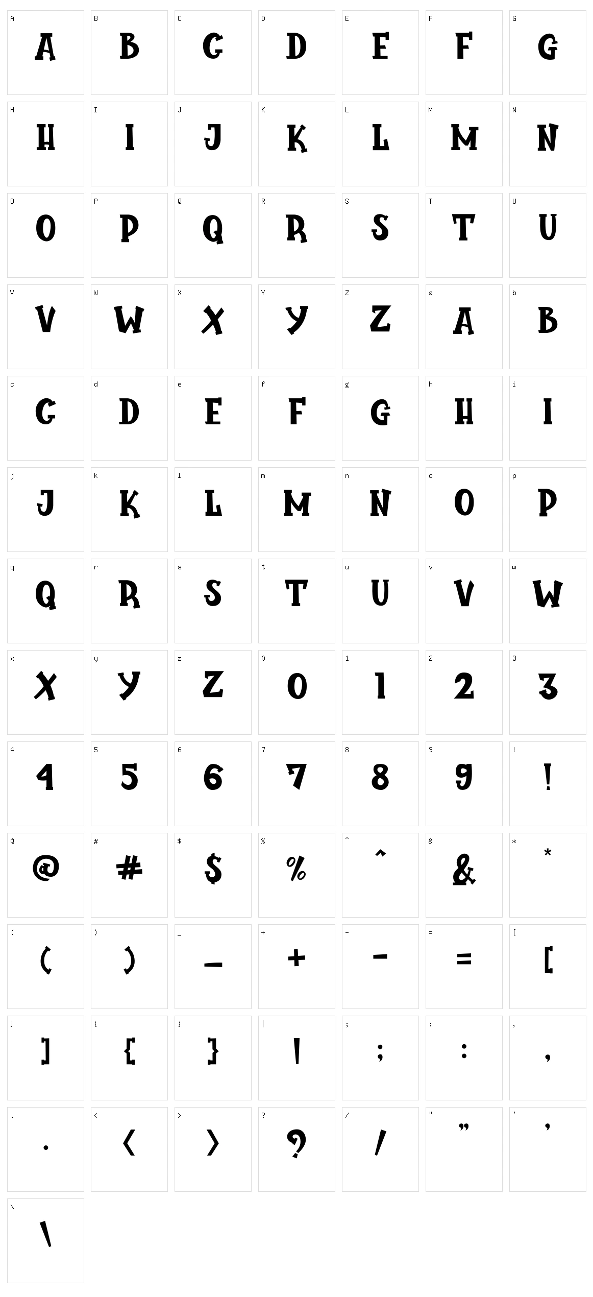 Peachman Character Set