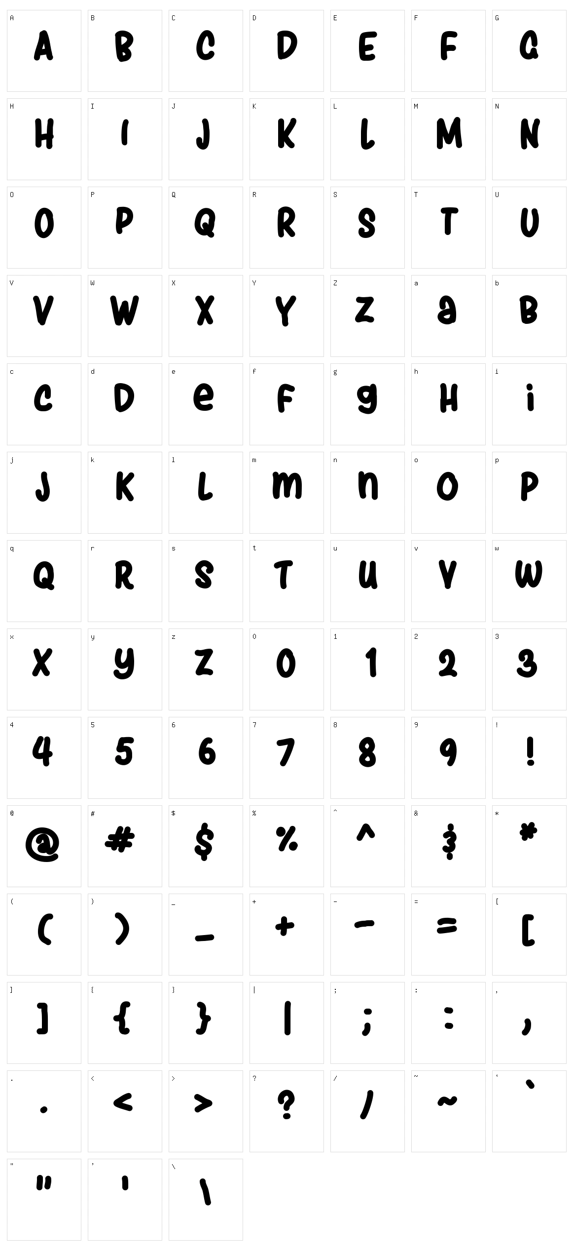 Pingwing Character Set