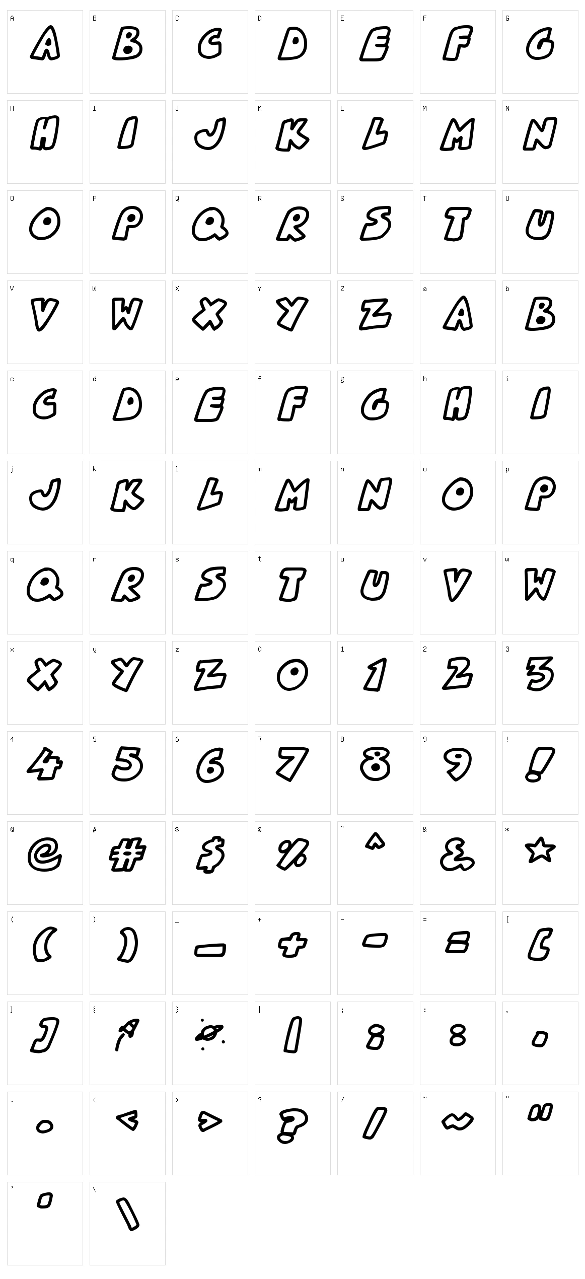 Planetoid X Character Set
