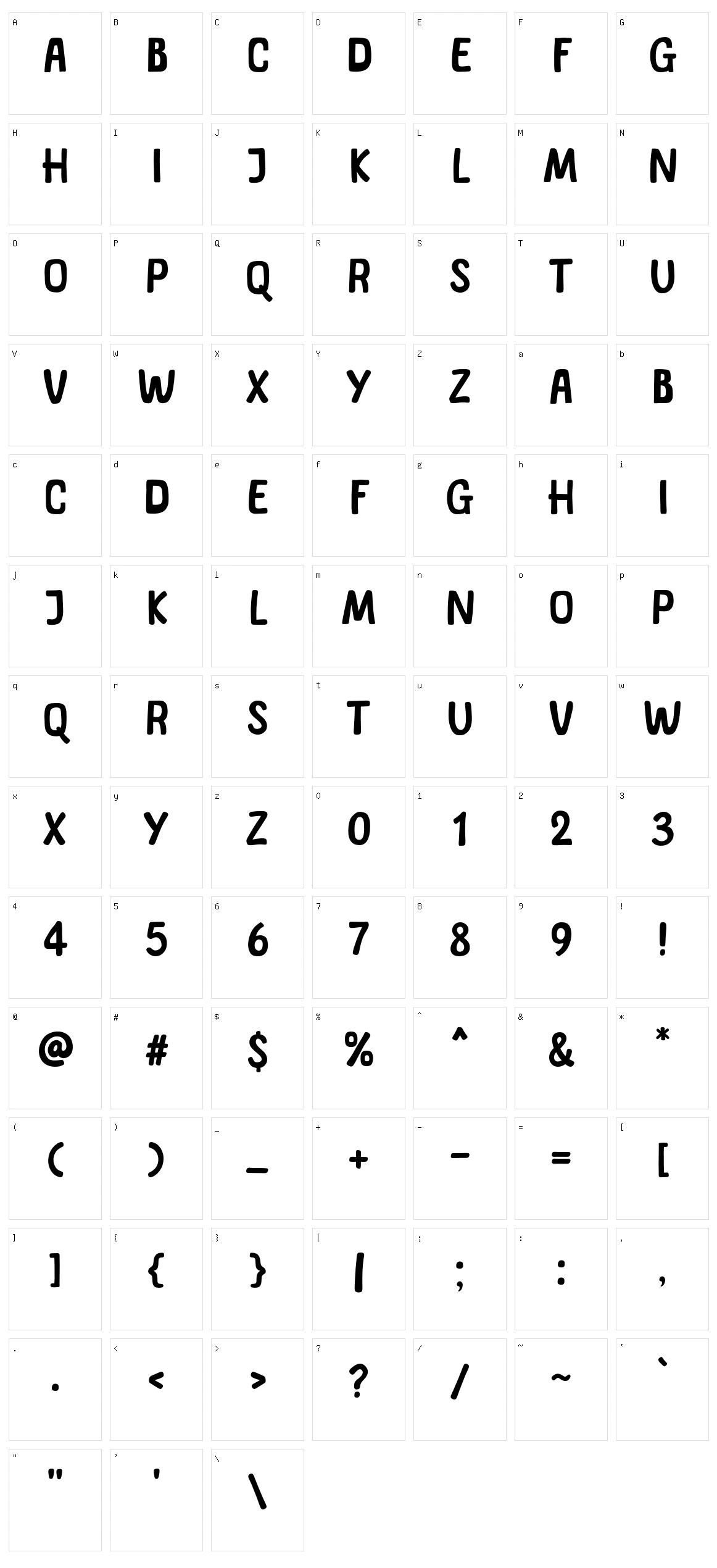 Playgram Character Set