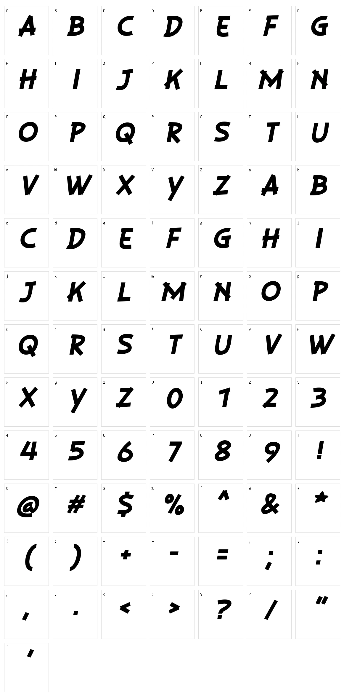 Playsir Character Set