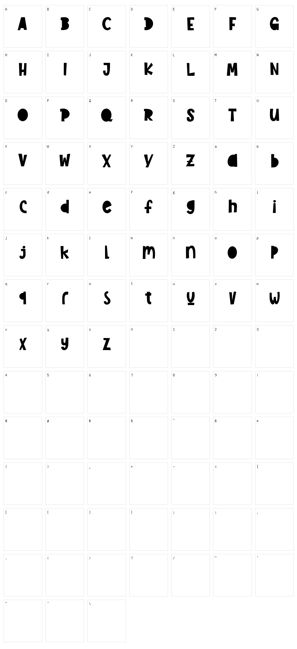 Pluckypot Character Set