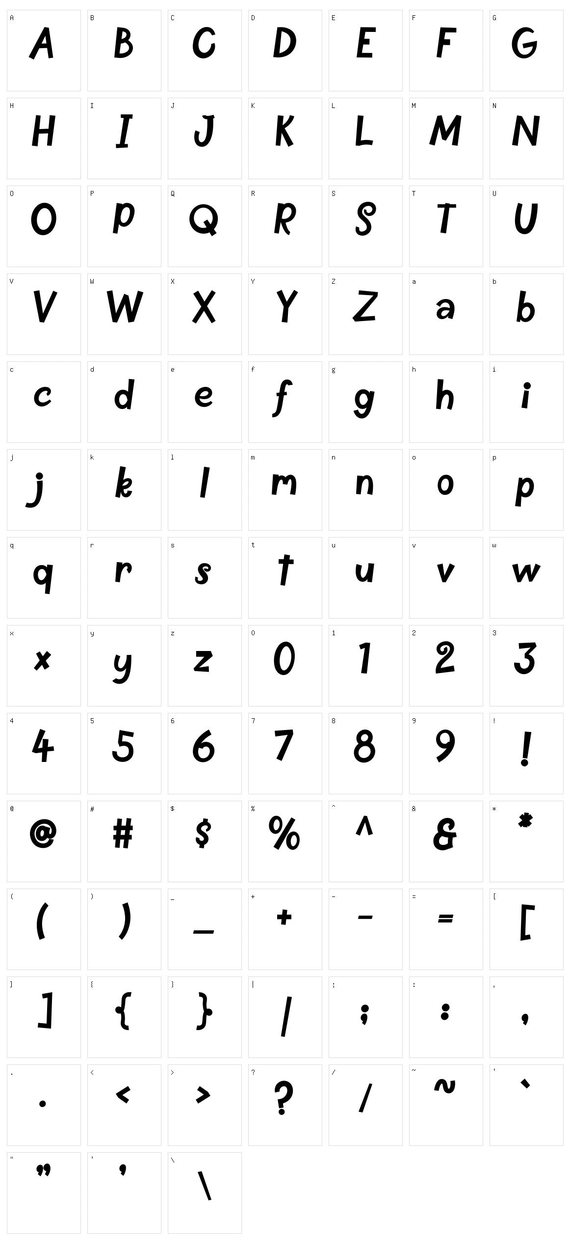 Postregular Character Set