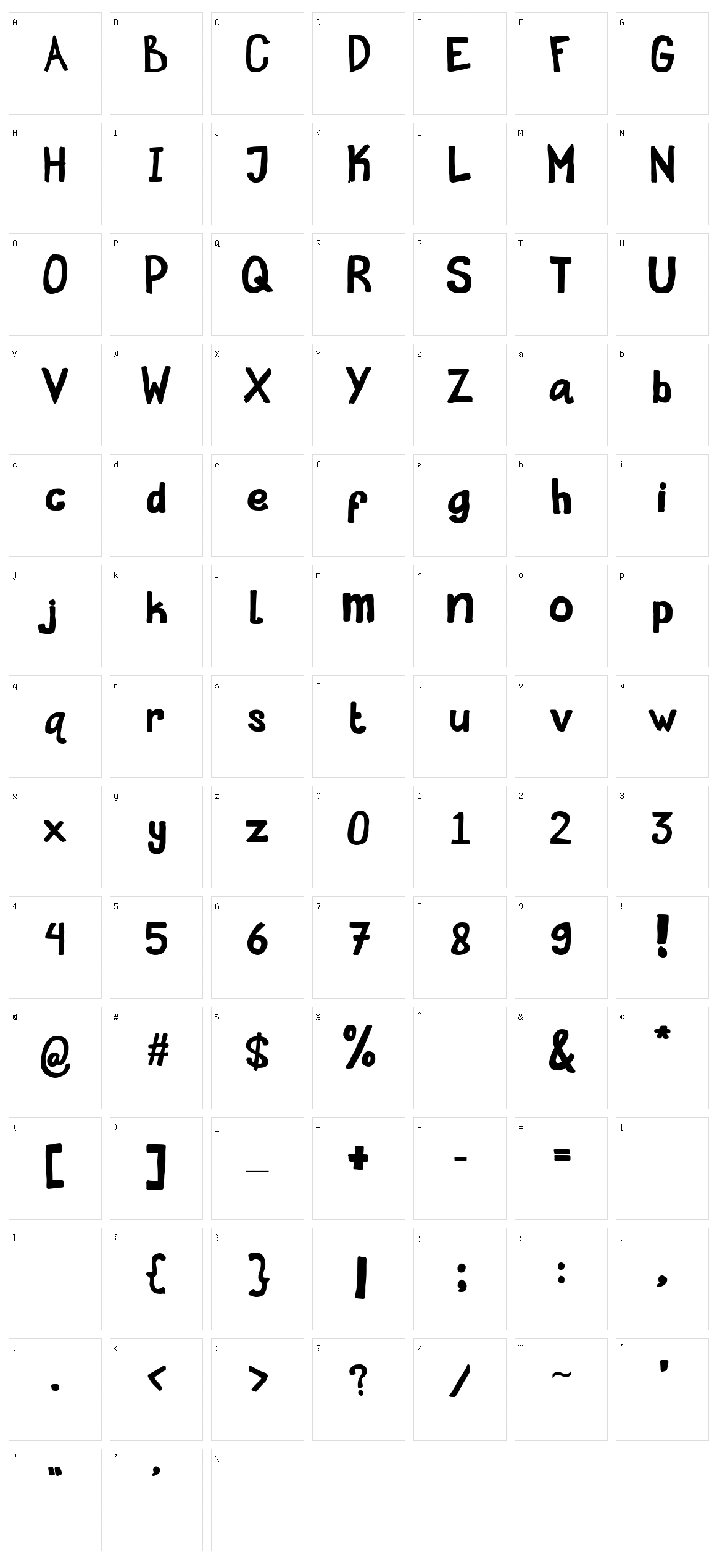 Proffalice Handwrite Character Set