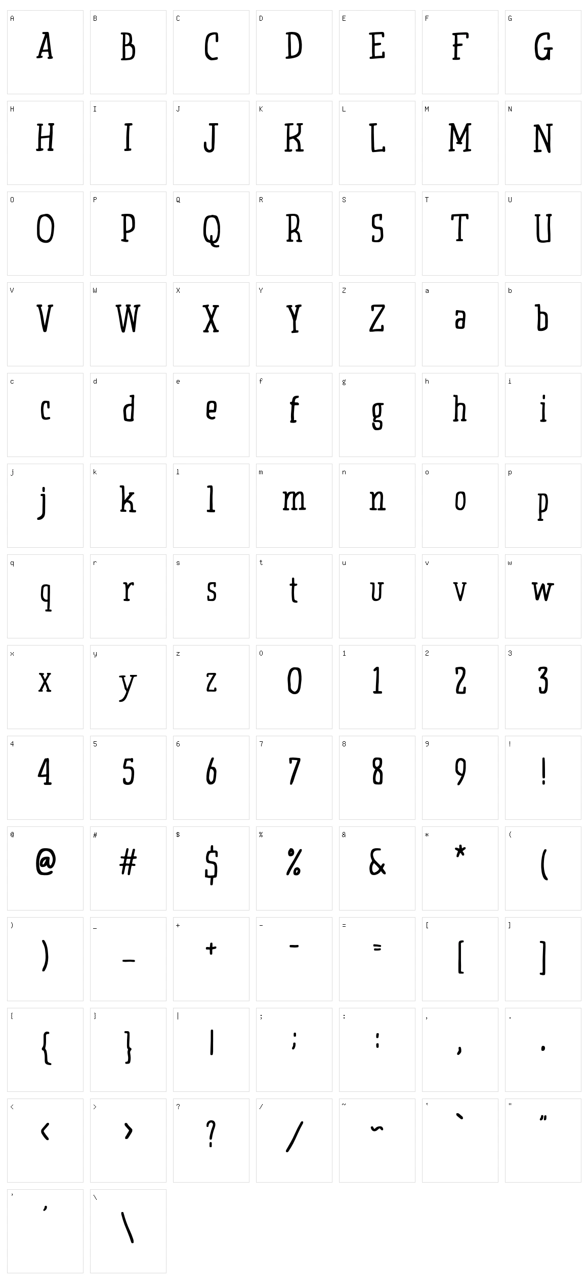 Pumpqeen Character Set