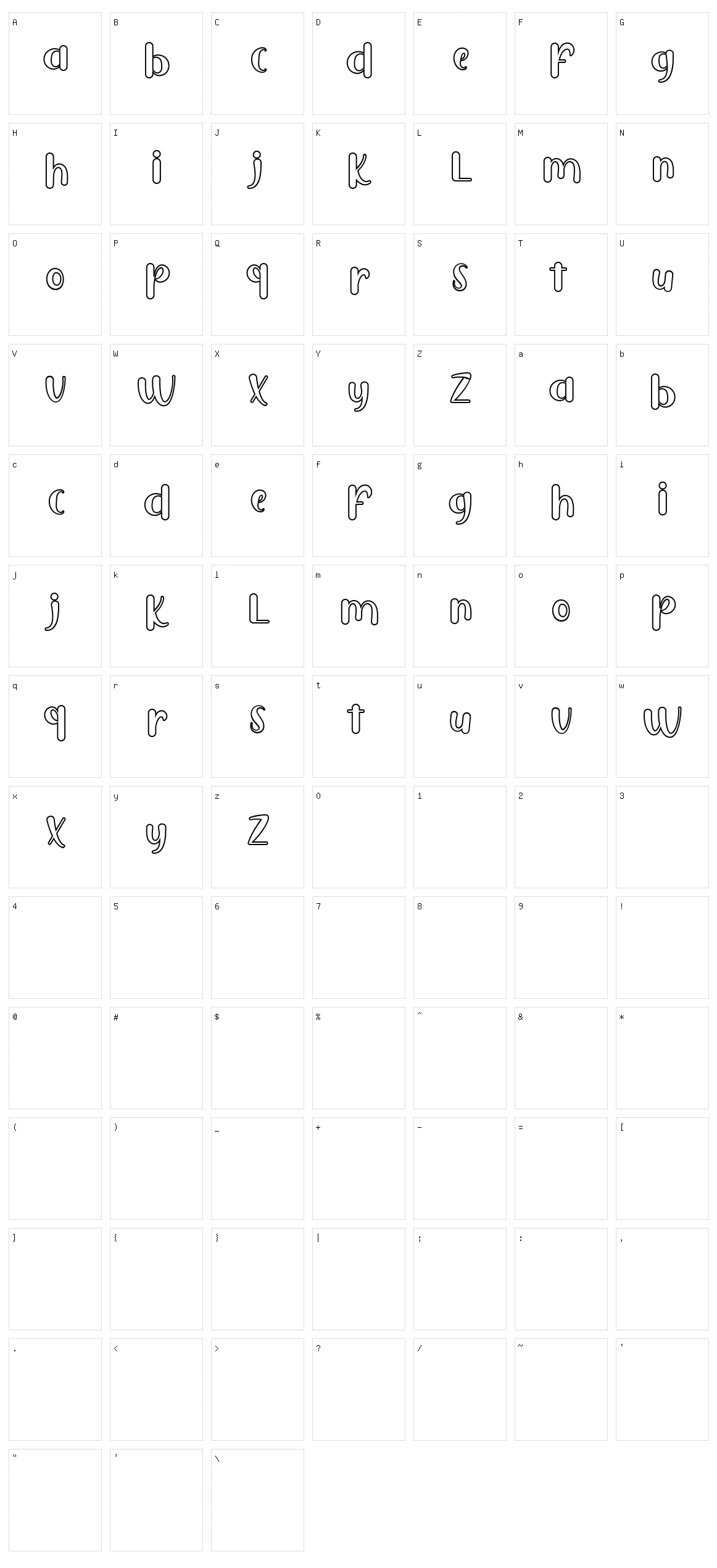 Puresity Burbon Character Set