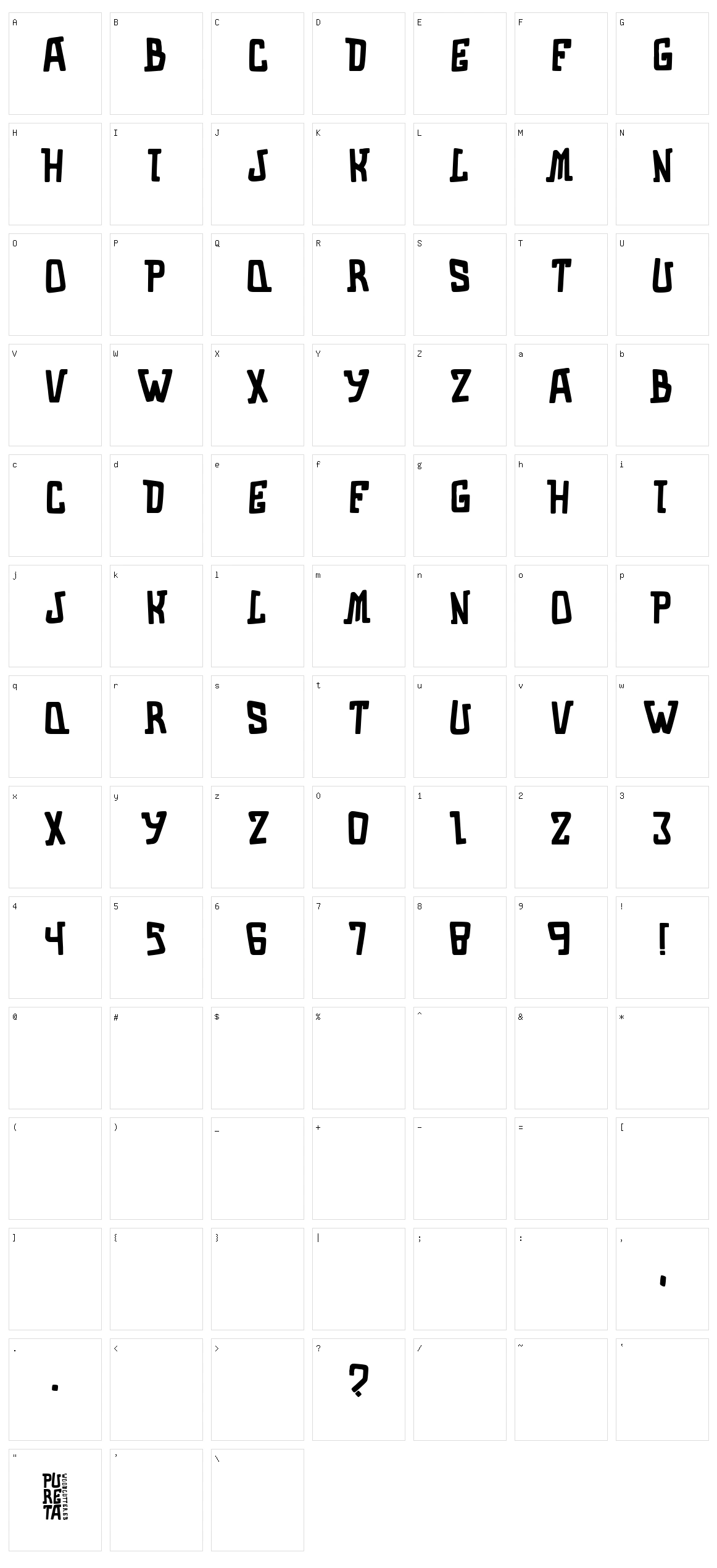 Pureta Character Set