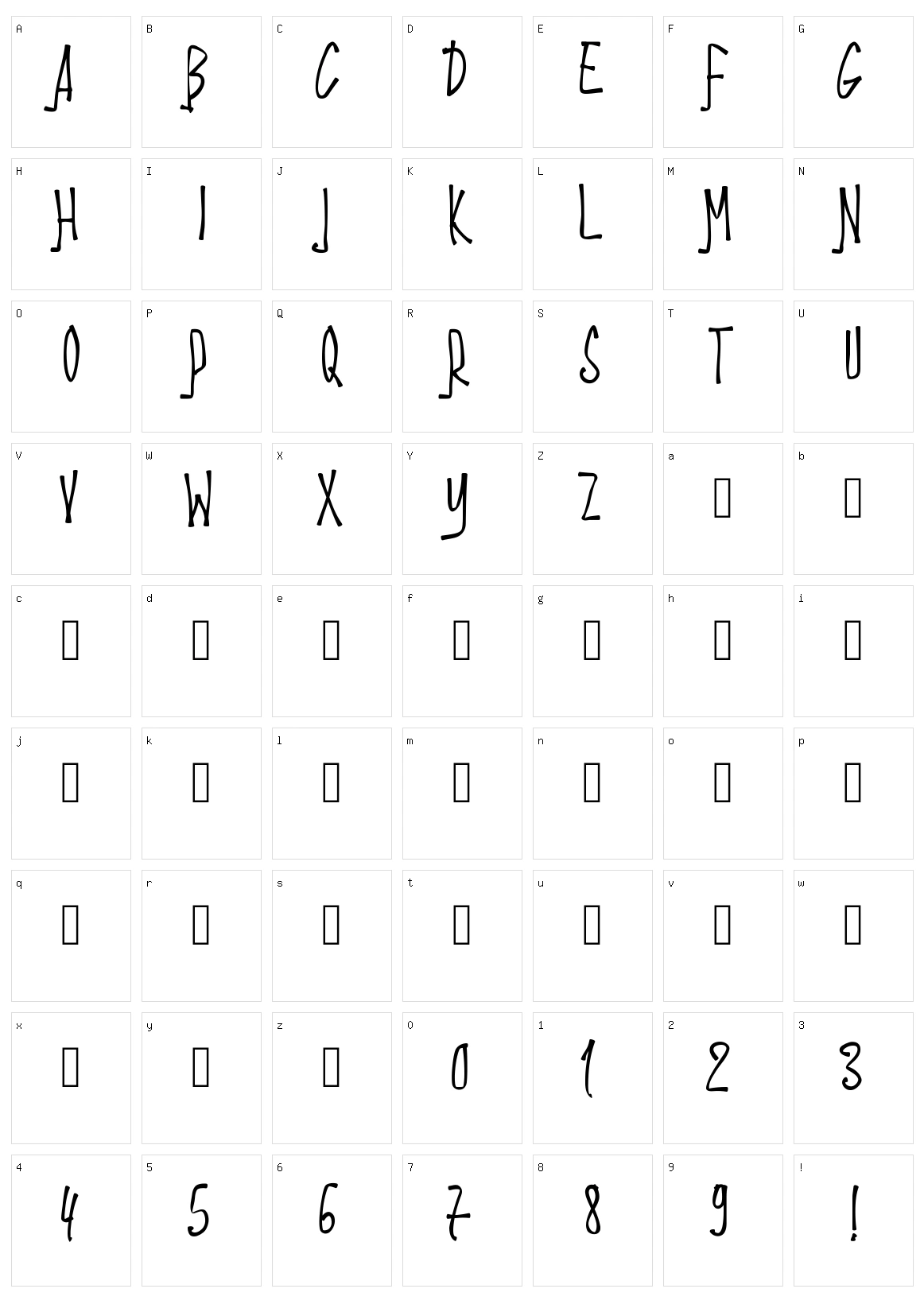 PW Stixs Character Set