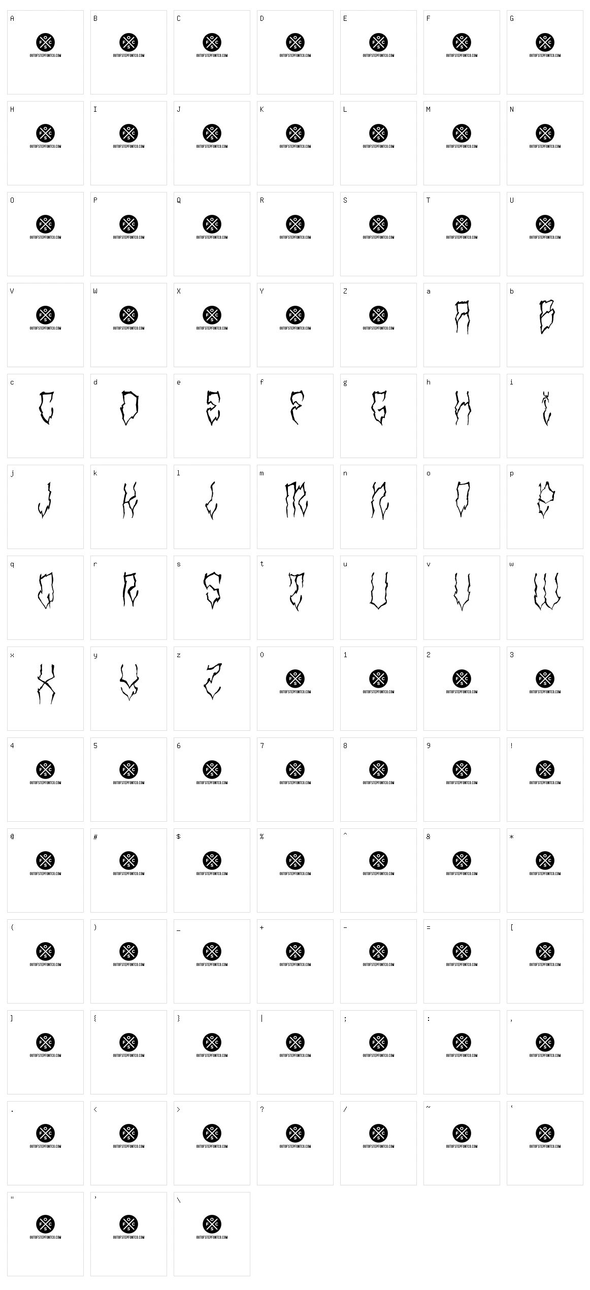 Ghoulie Tattoo Script Character Set