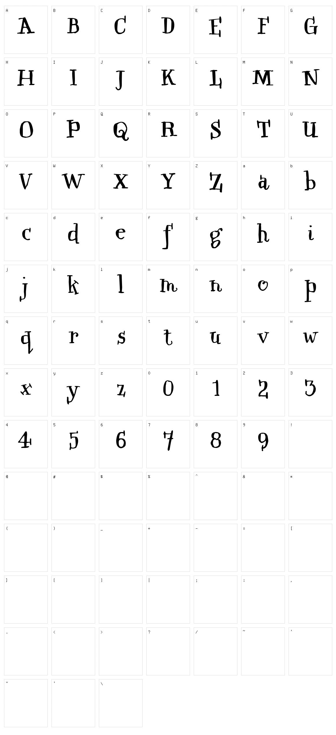 Qwinkwell Character Set