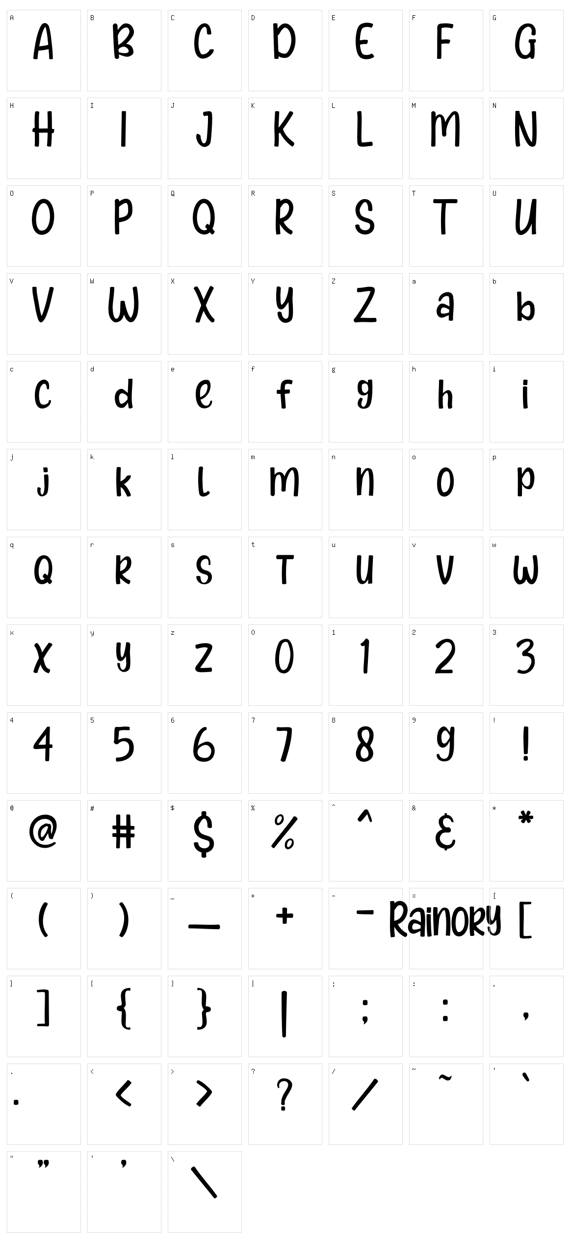 Rainory Character Set