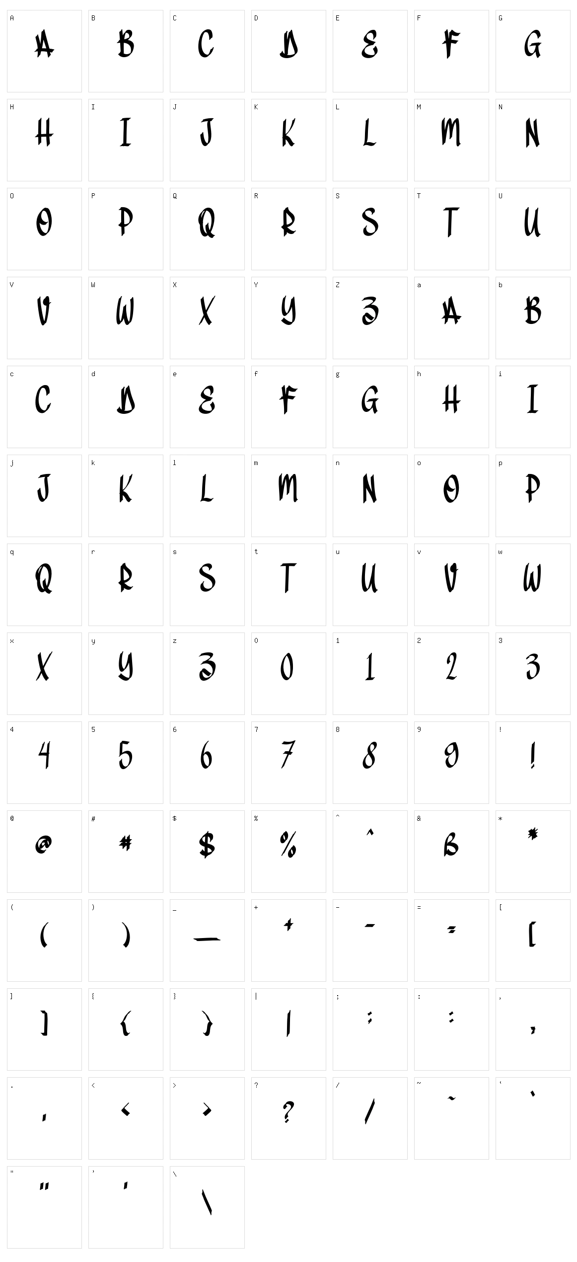 Dirty Droop Character Set