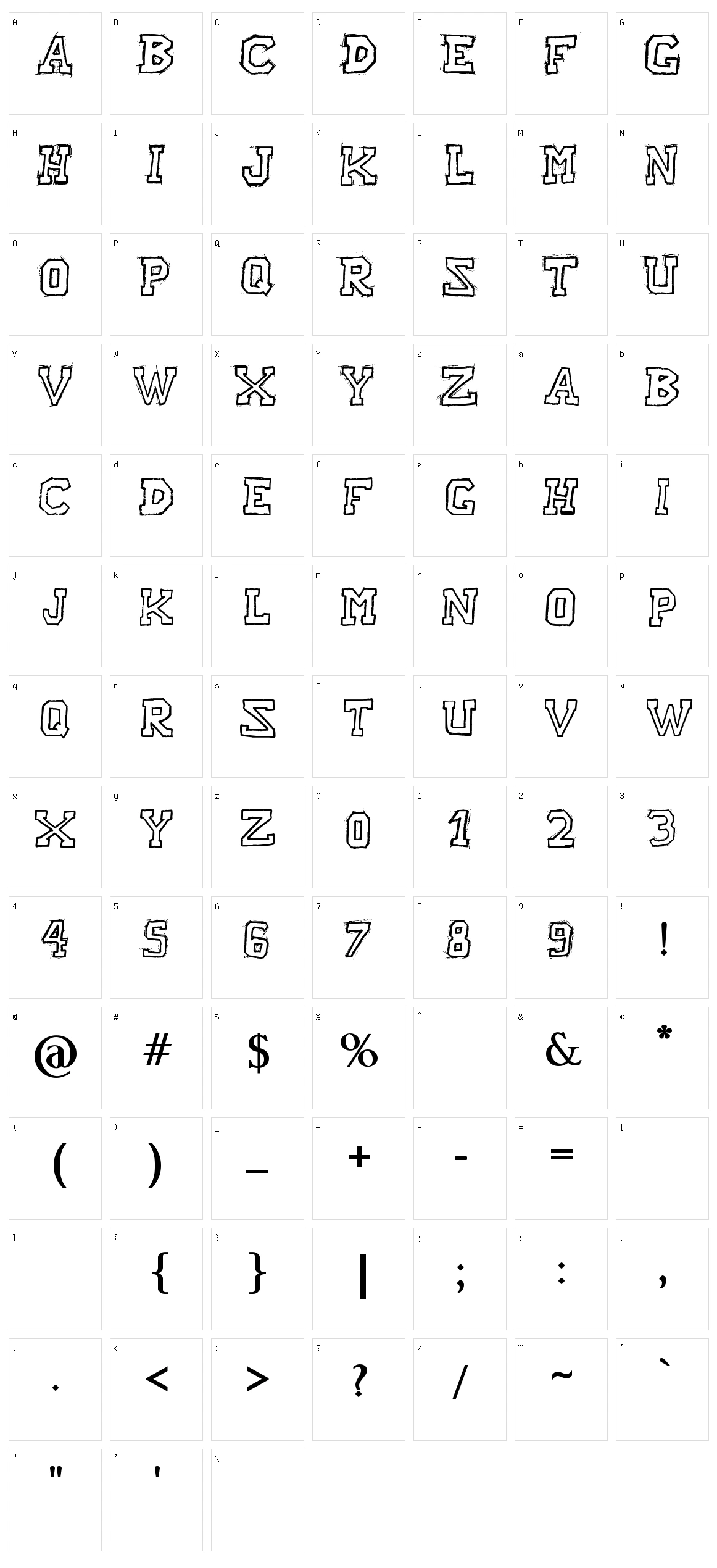 Raslani American Letters Character Set