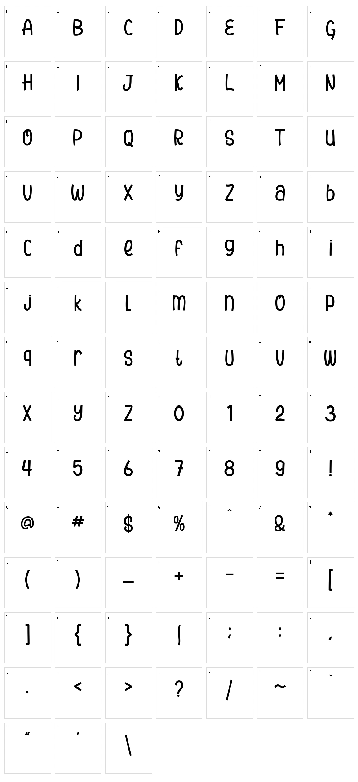 Raumaly Character Set