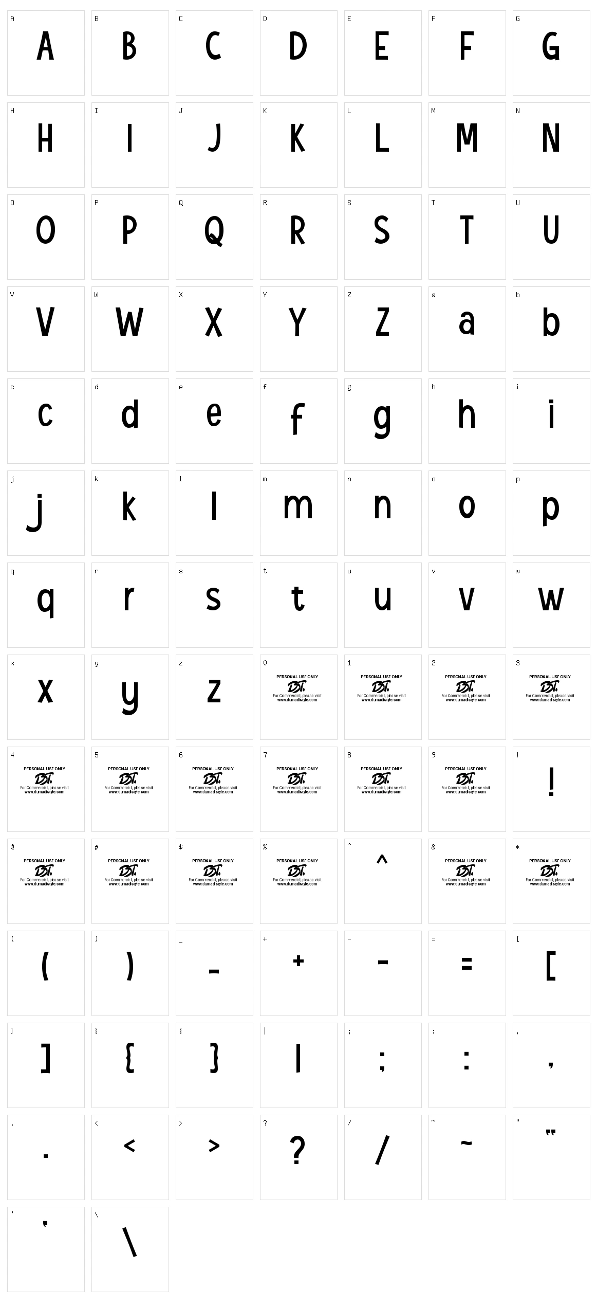 Readzone Character Set