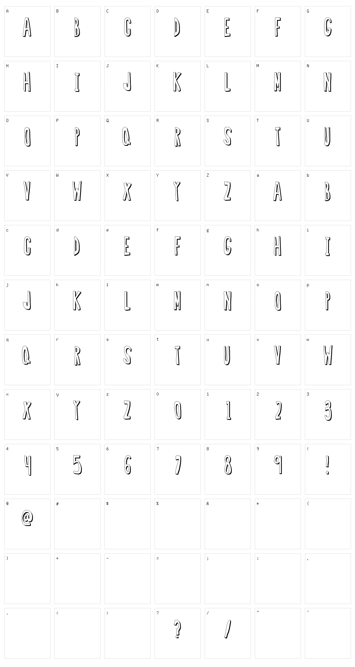 Regular Font Character Set