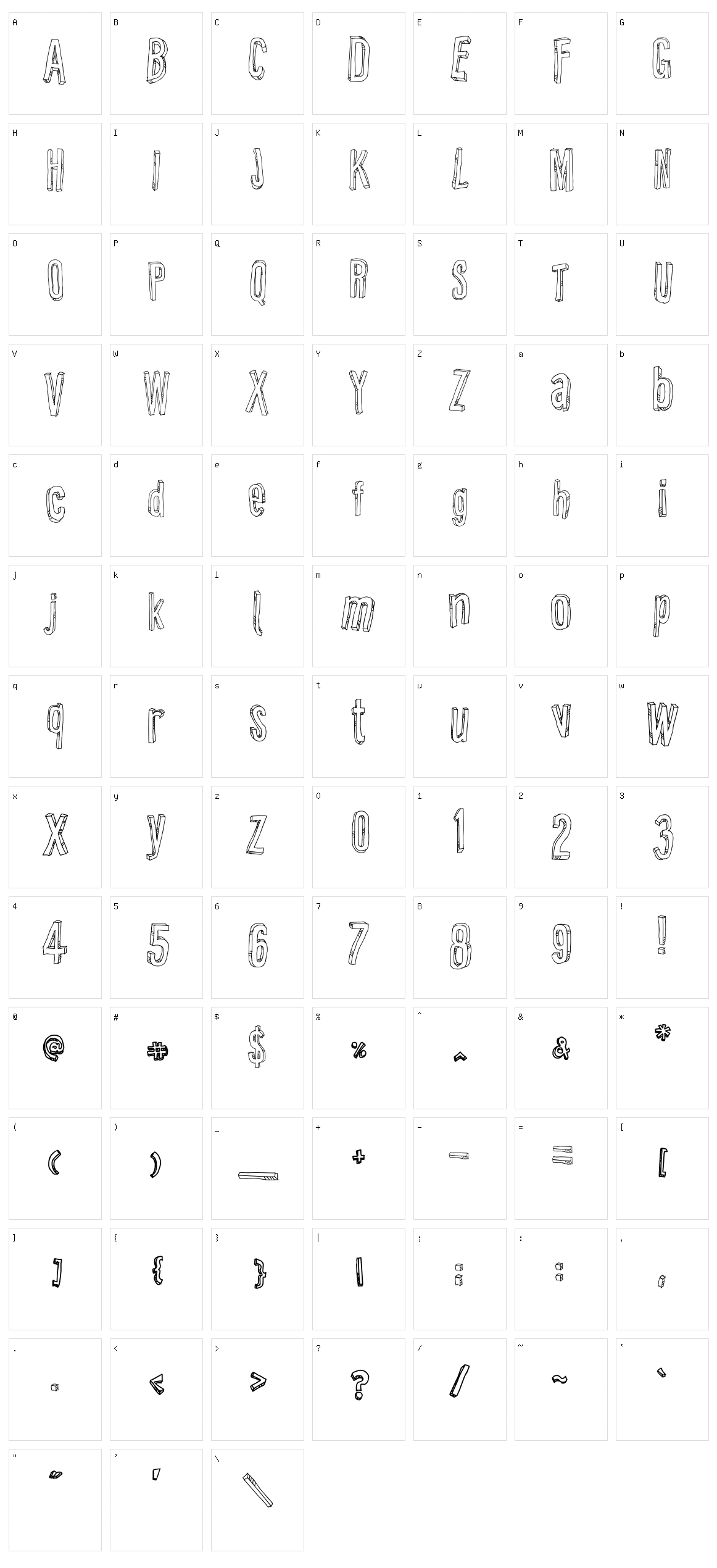 Relief BD Character Set