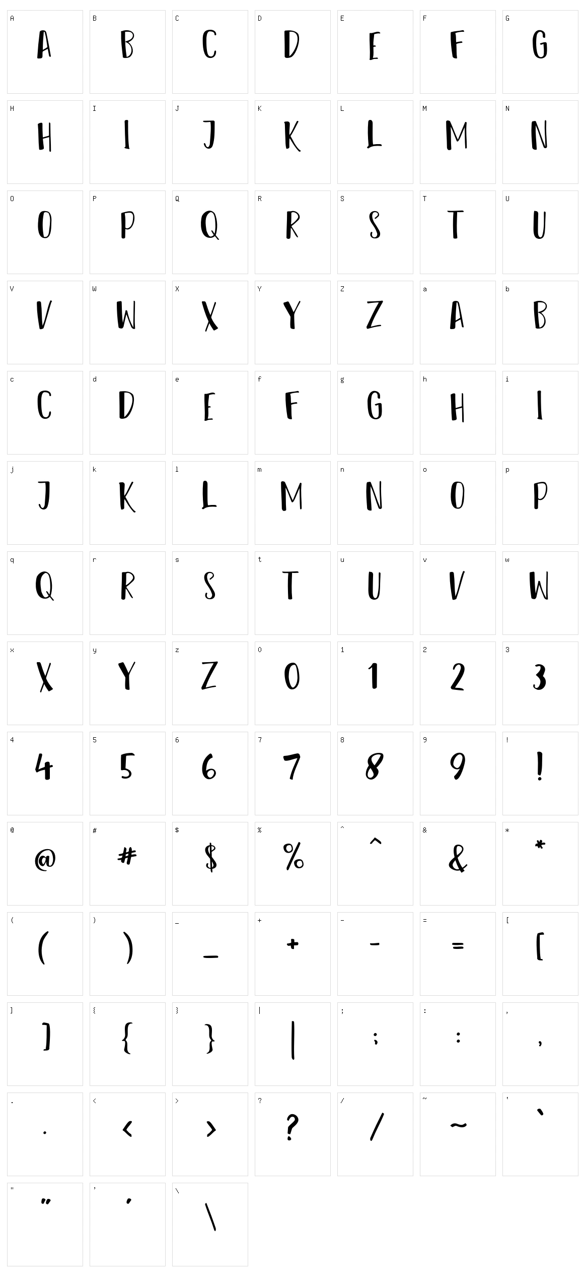 Reshuffle Sans Character Set