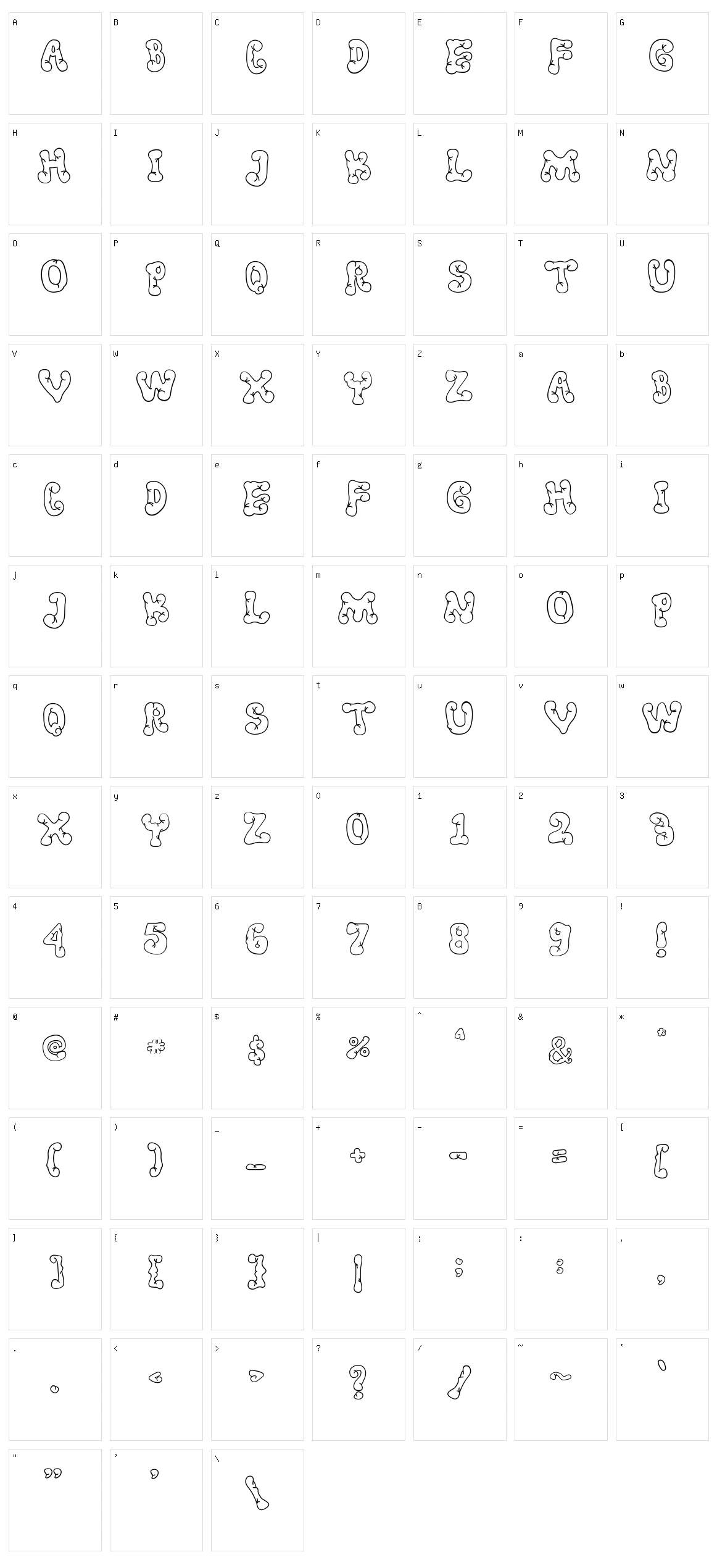 Resta Character Set