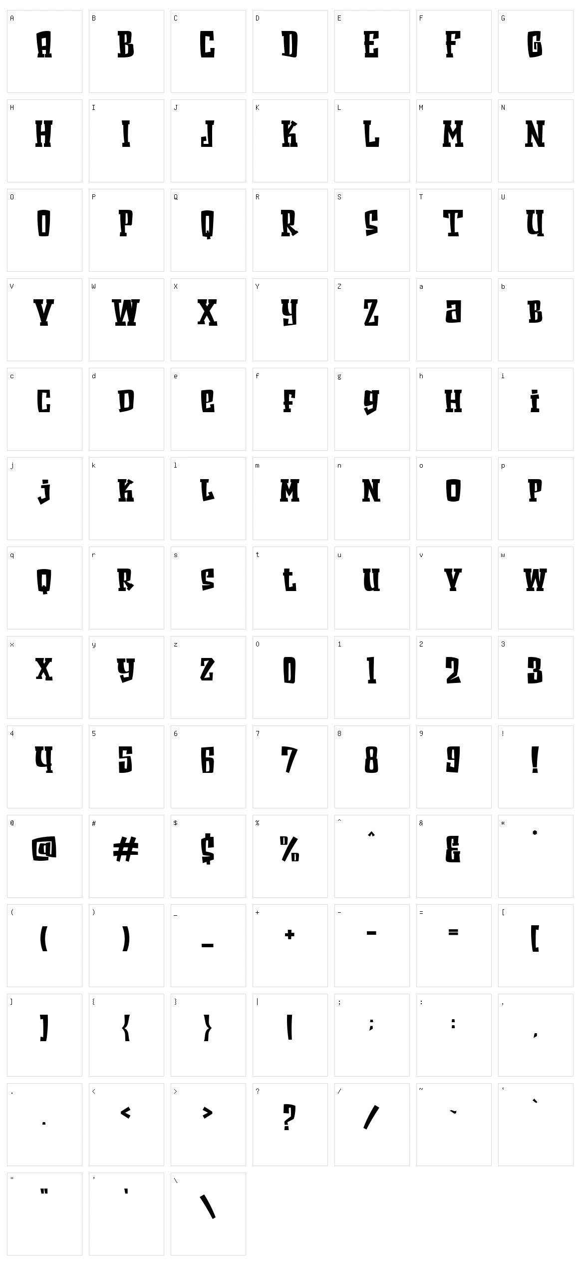 Restoe Iboe Character Set