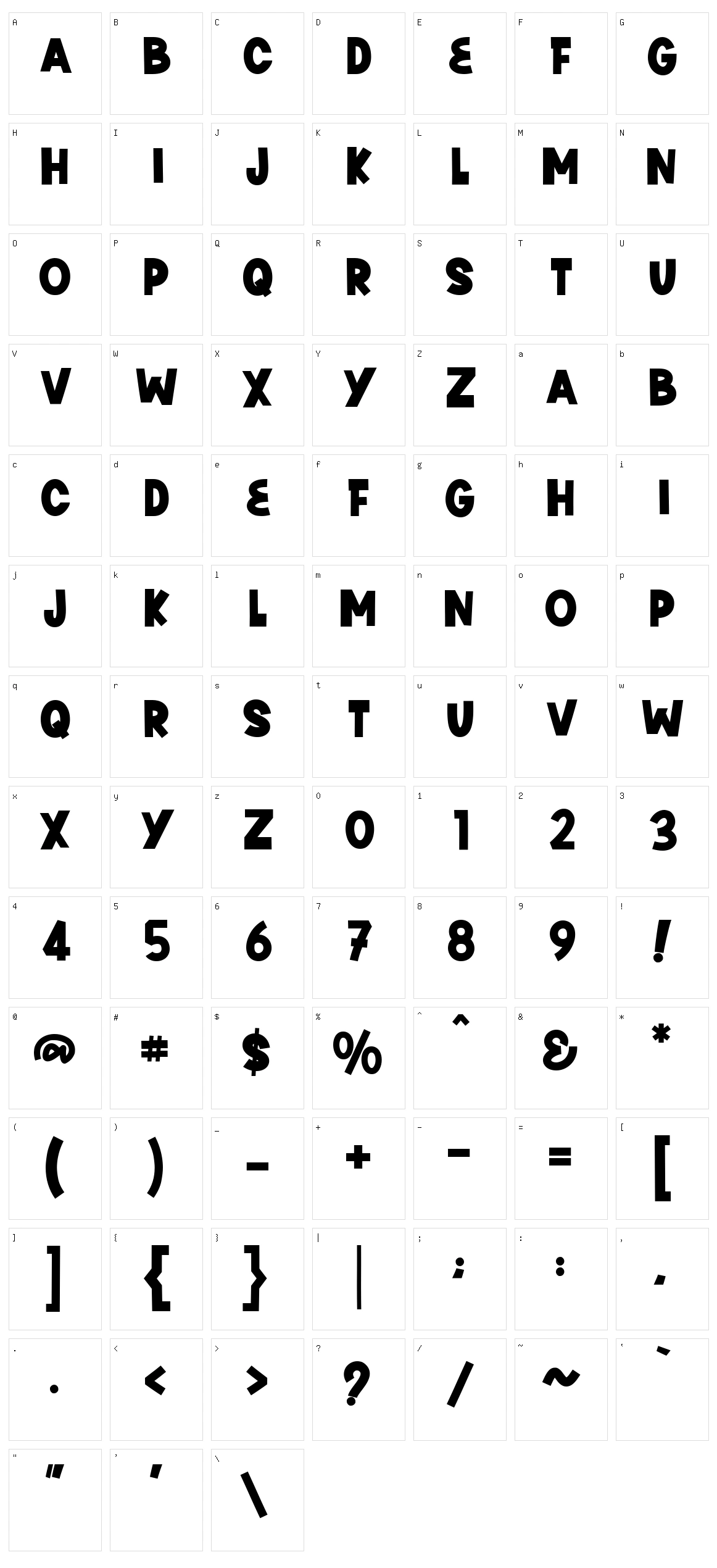 Richu Mast Character Set