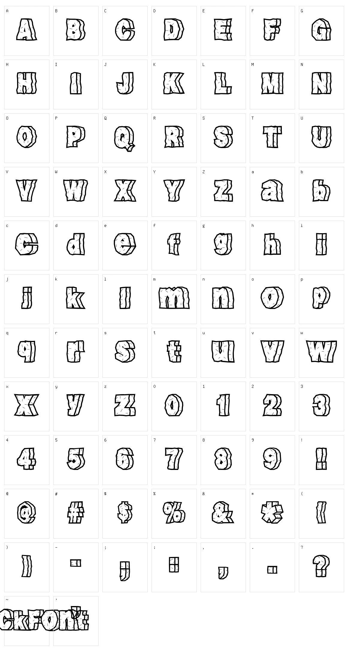 Rock Font Character Set