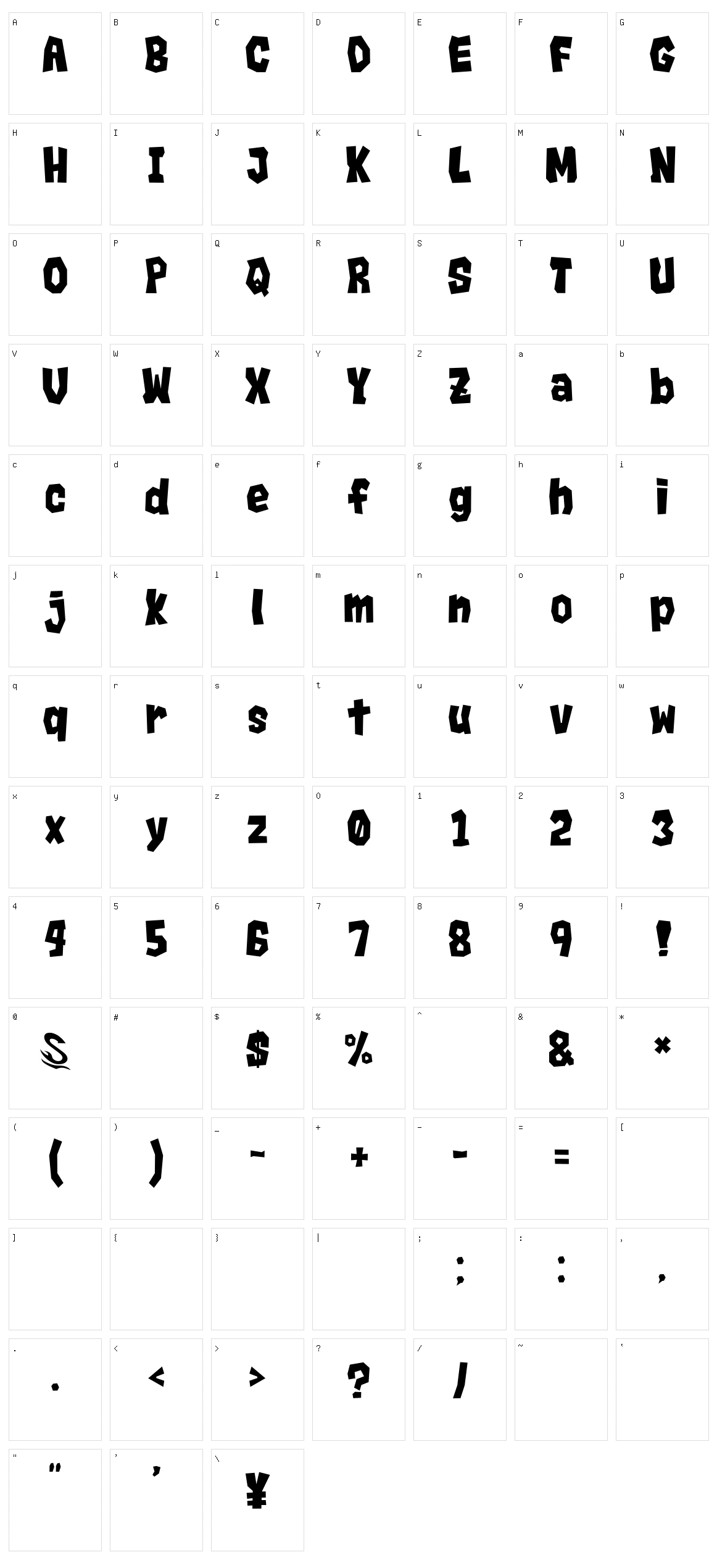 Rocks G Character Set