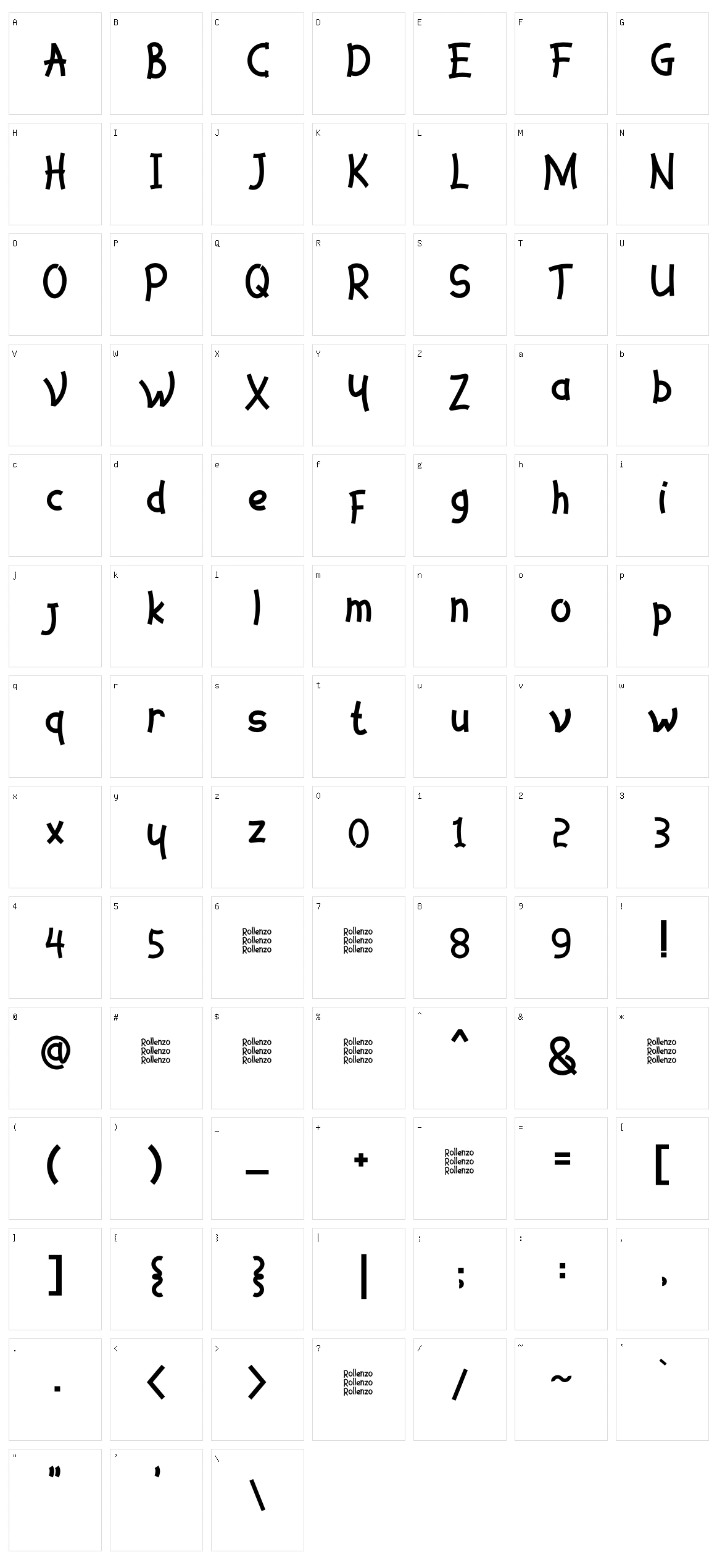 Rollenzo Character Set