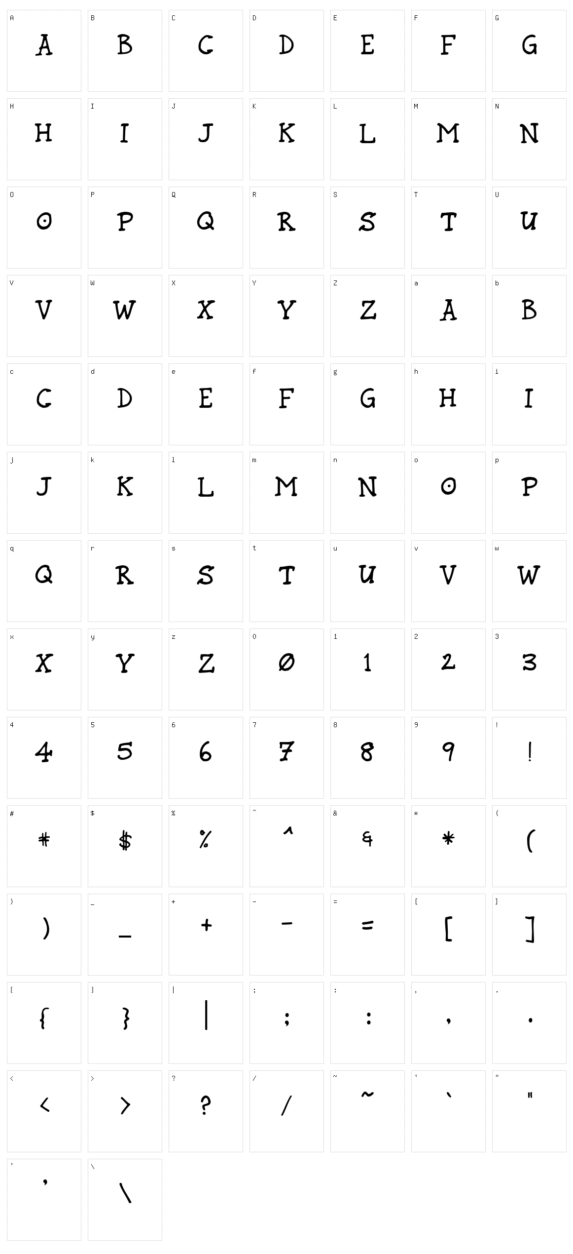 Rund Marker Character Set