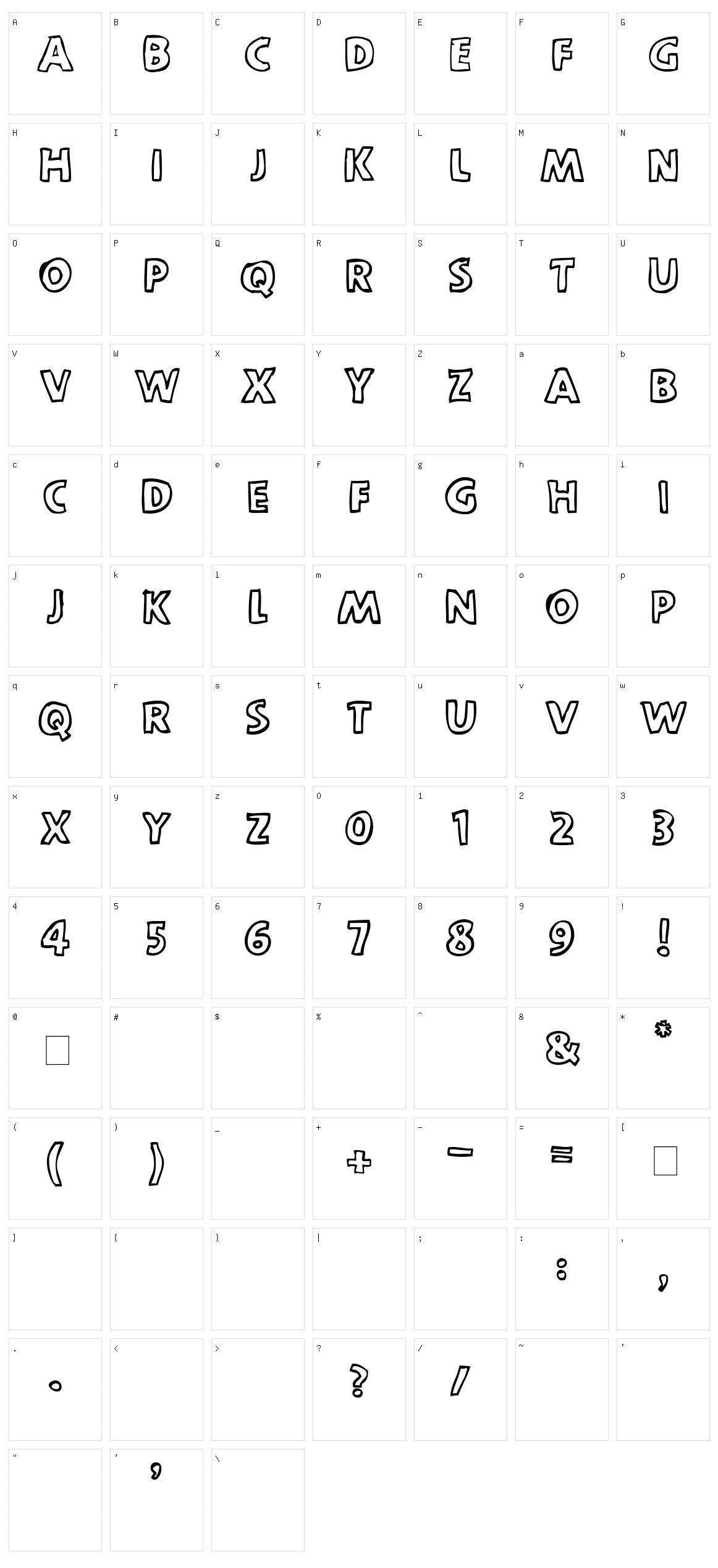 Scootch Over Sans Character Set