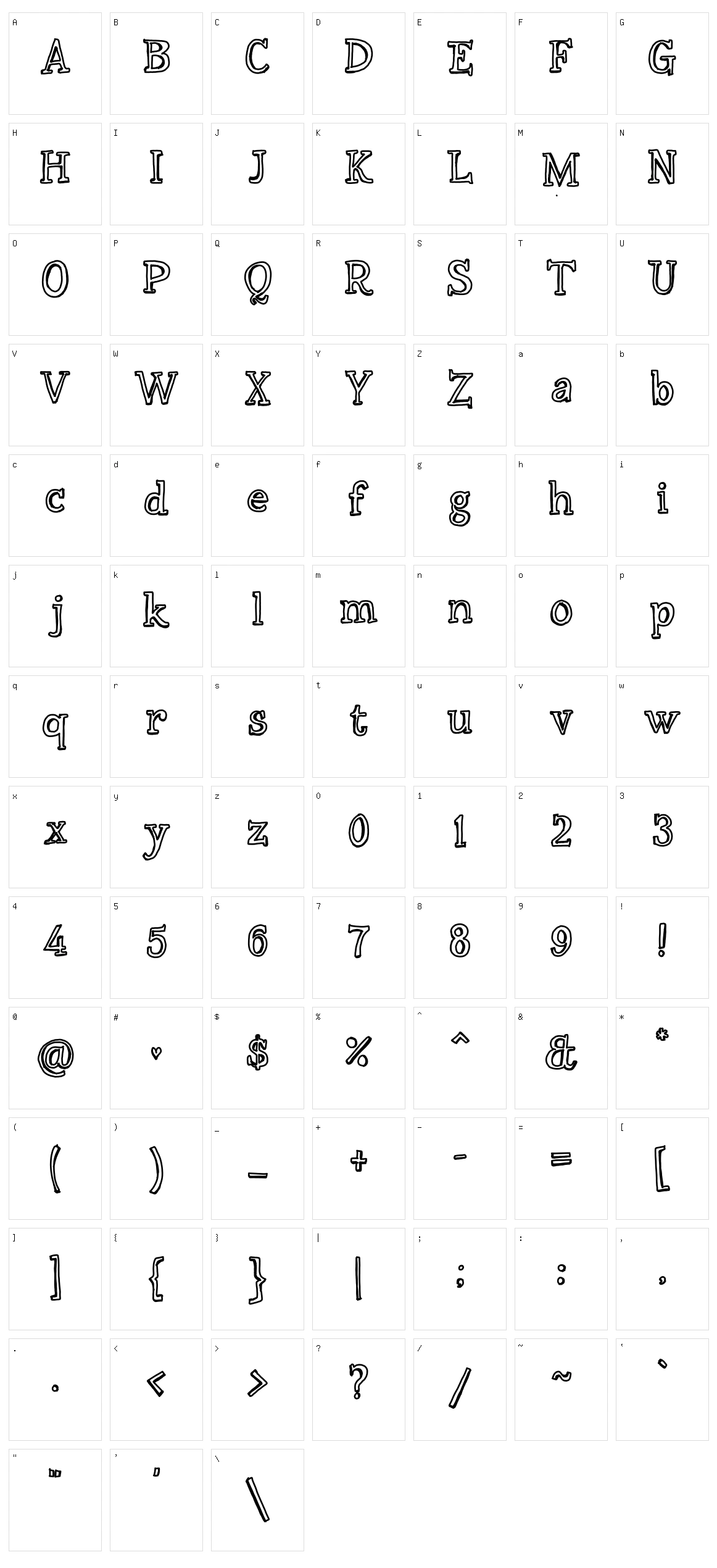 Scrobbly Character Set