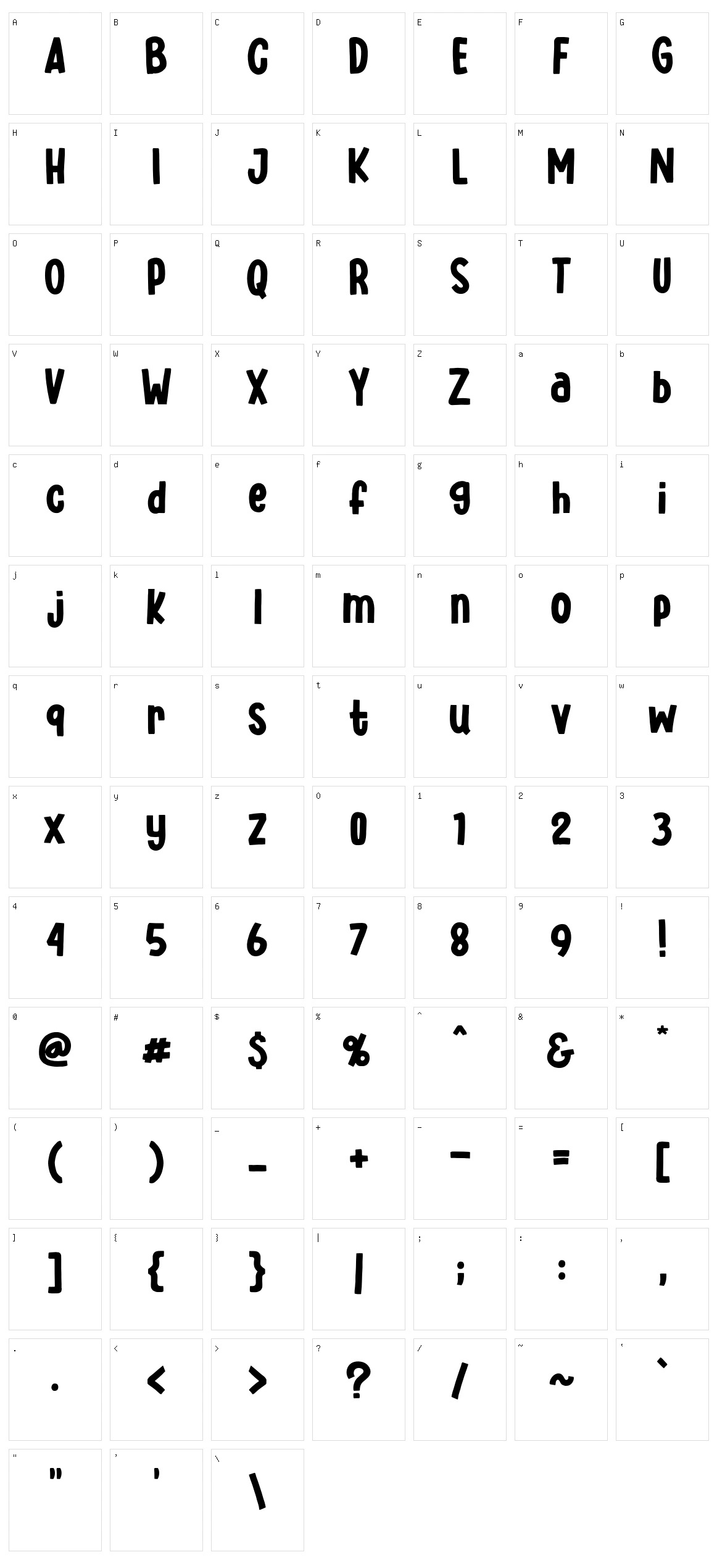 Sekate Character Set